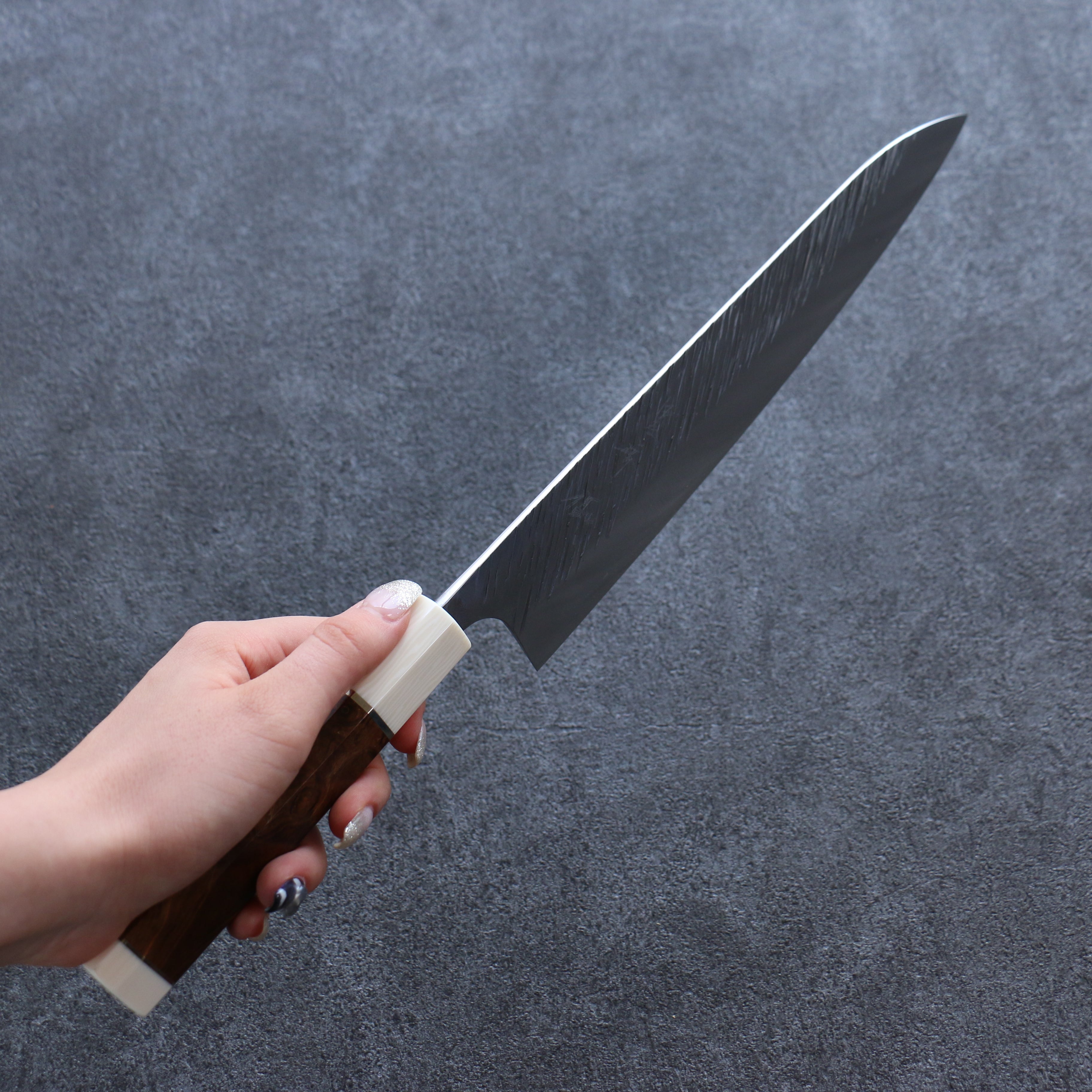 Yu Kurosaki Fujin SG2 Hammered Gyuto 240mm Stabilized wood (Birch Burl) Handle - Seisuke Knife
