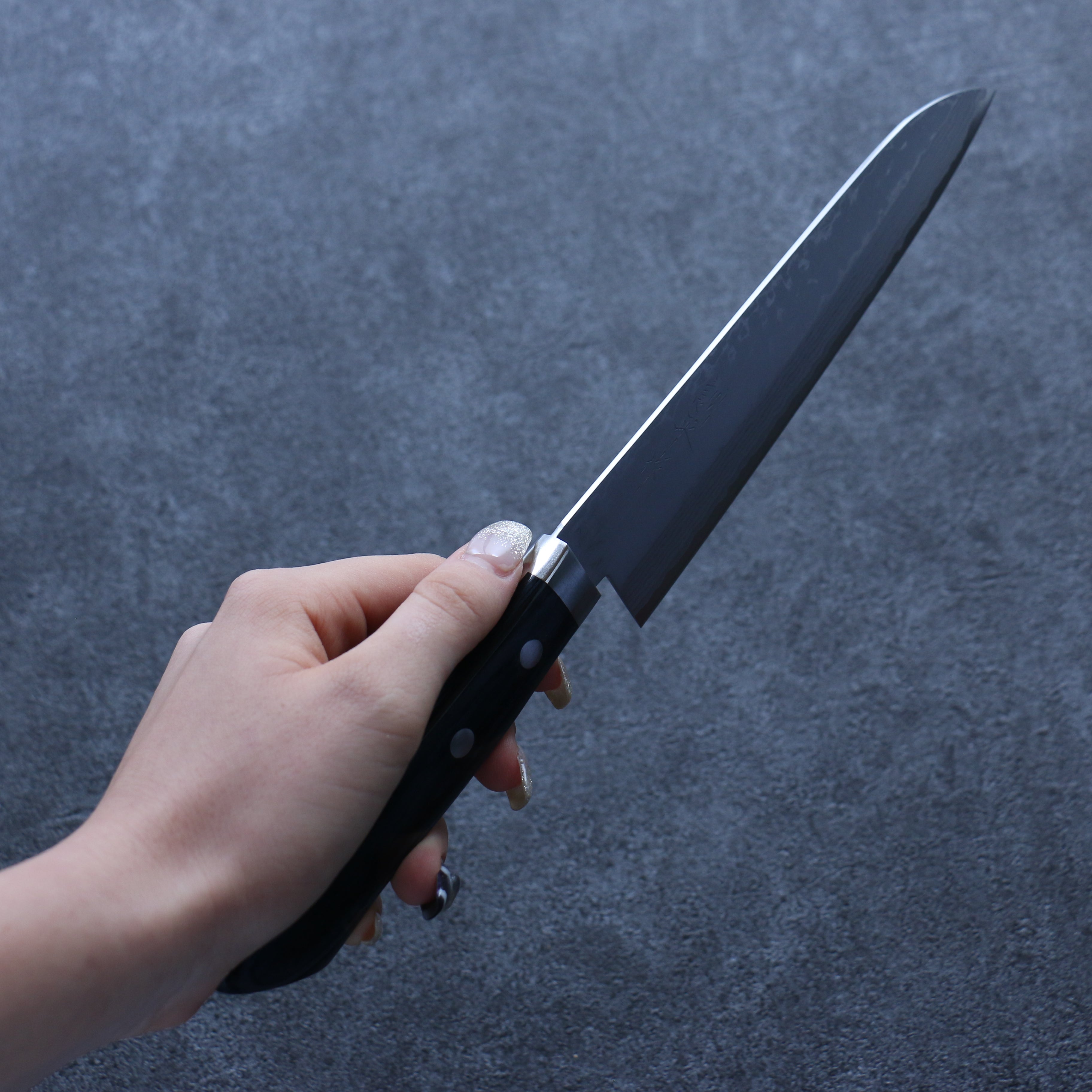 Kunihira Sairyu VG10 Damascus Gyuto 170mm Navy blue Pakka wood Handle - Seisuke Knife