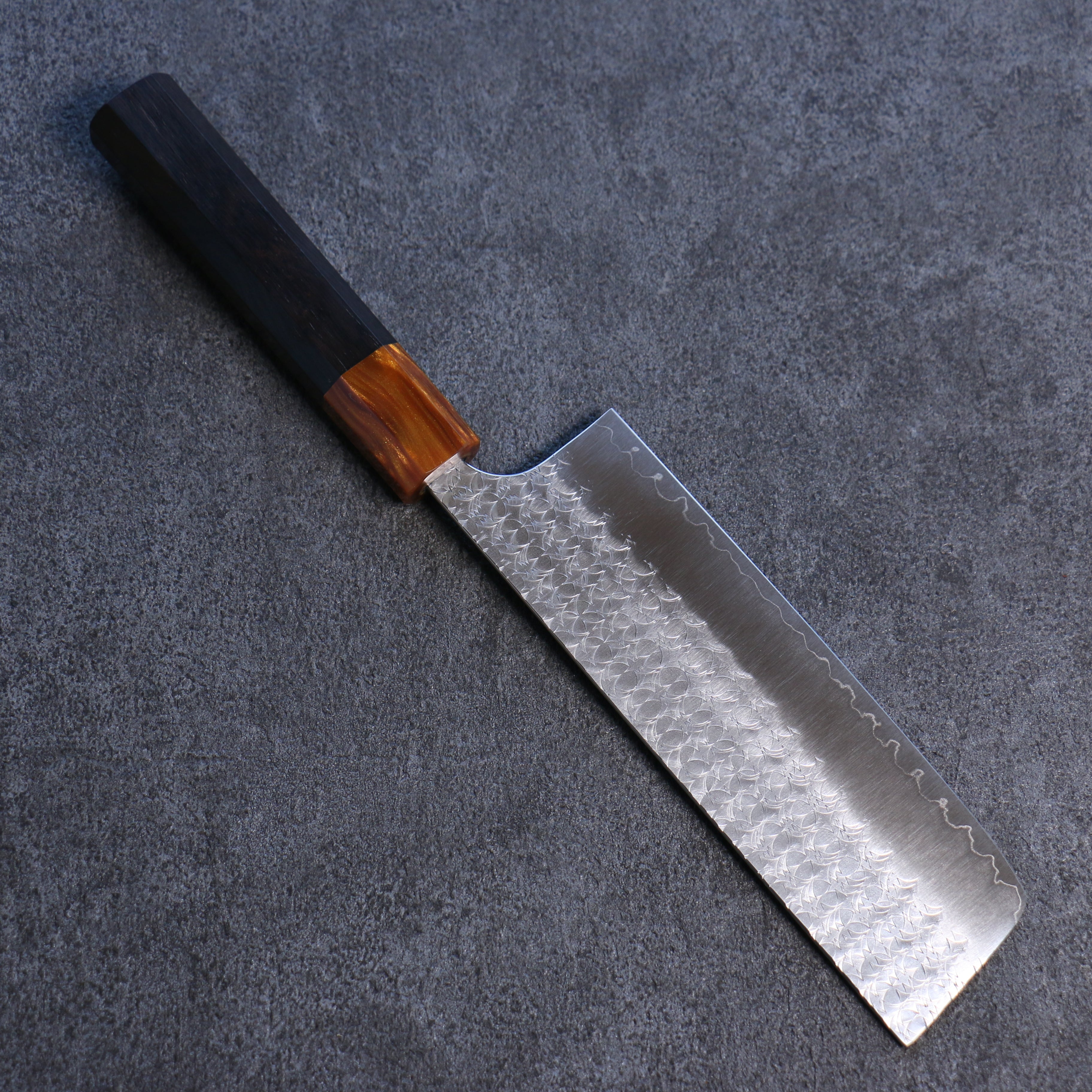 Yoshimi Kato Minamo SG2 Hammered Nakiri 165mm Ebony Wood Handle - Seisuke Knife
