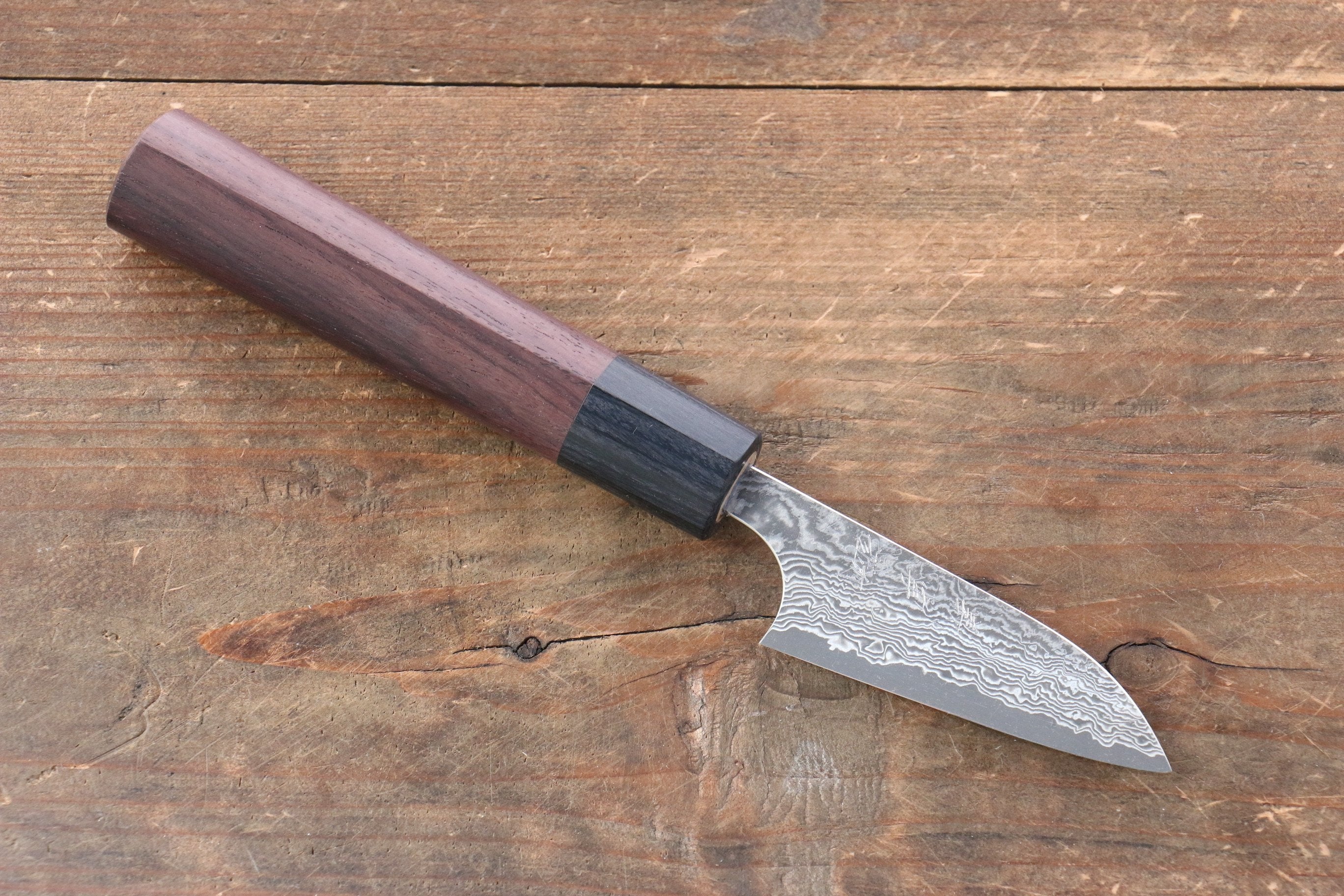 Yoshimi Kato VG10 Damascus Petty-Utility 70mm with Shitan Handle - Seisuke Knife
