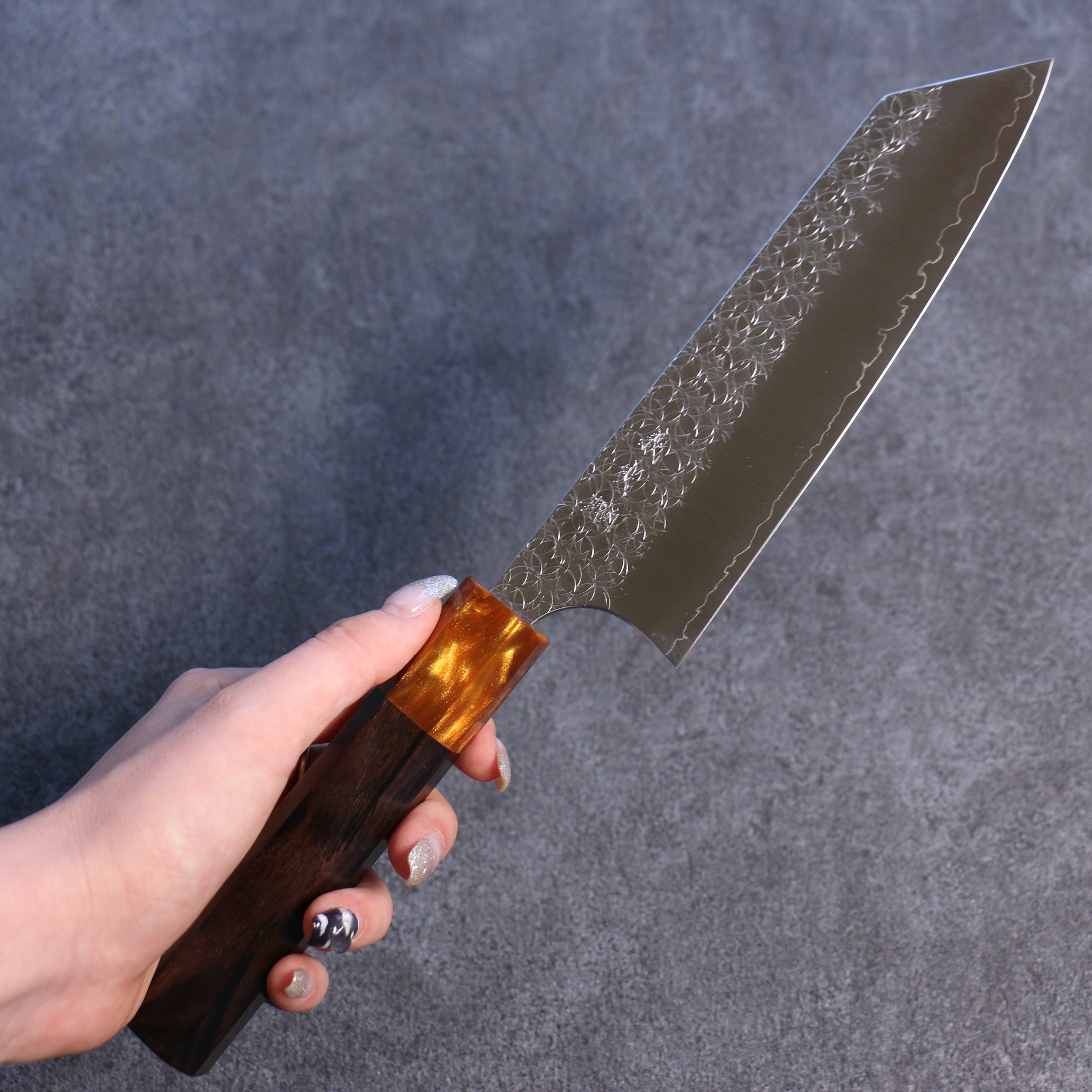 Yoshimi Kato Minamo SG2 Hammered Bunka 165mm Ebony Wood Handle - Seisuke Knife