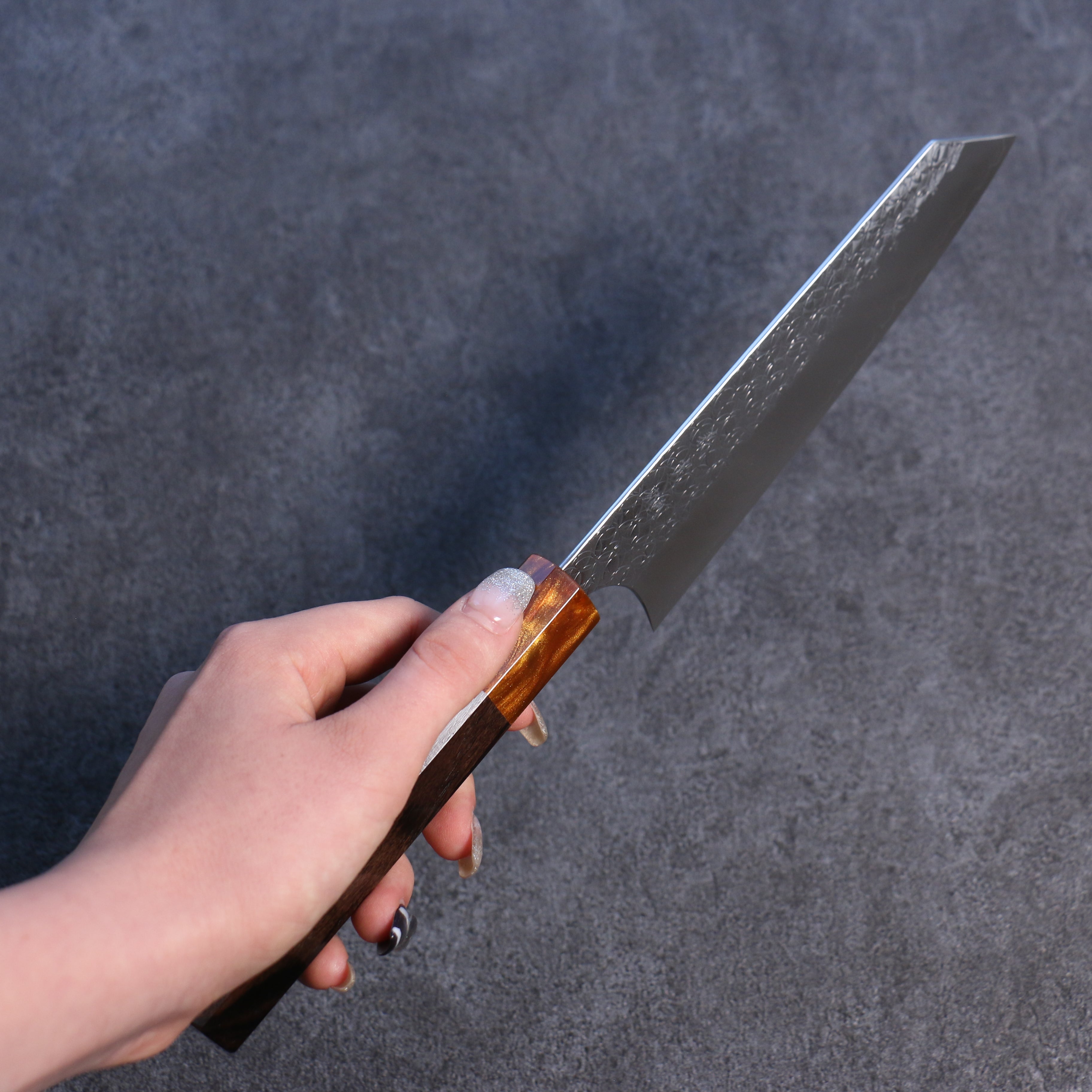 Yoshimi Kato Minamo SG2 Hammered Bunka 165mm Ebony Wood Handle - Seisuke Knife