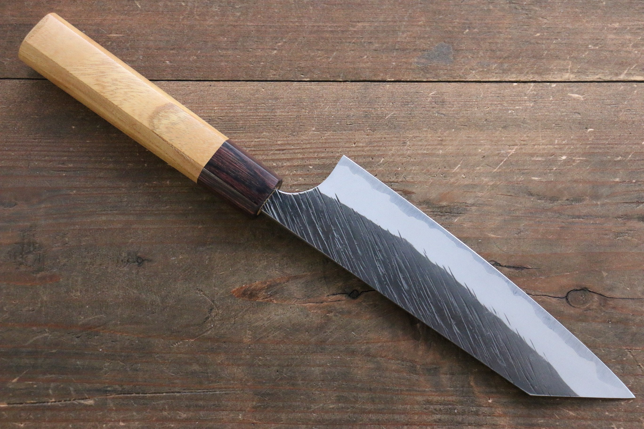 Yu Kurosaki Fujin Blue Super Hammered Bunka 165mm with Keyaki Elm Handle - Seisuke Knife