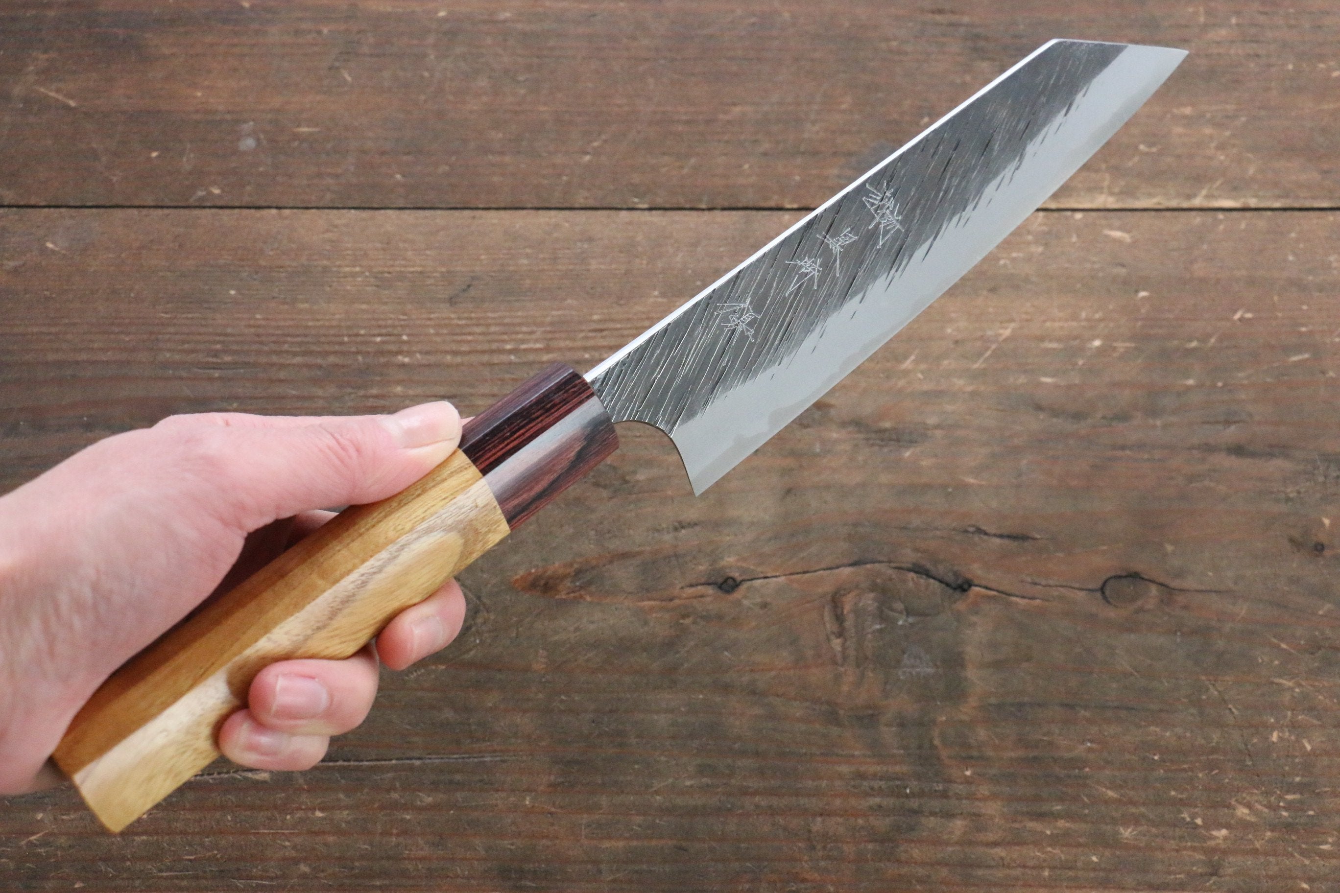 Yu Kurosaki Fujin Blue Super Hammered Bunka 165mm with Keyaki Elm Handle - Seisuke Knife
