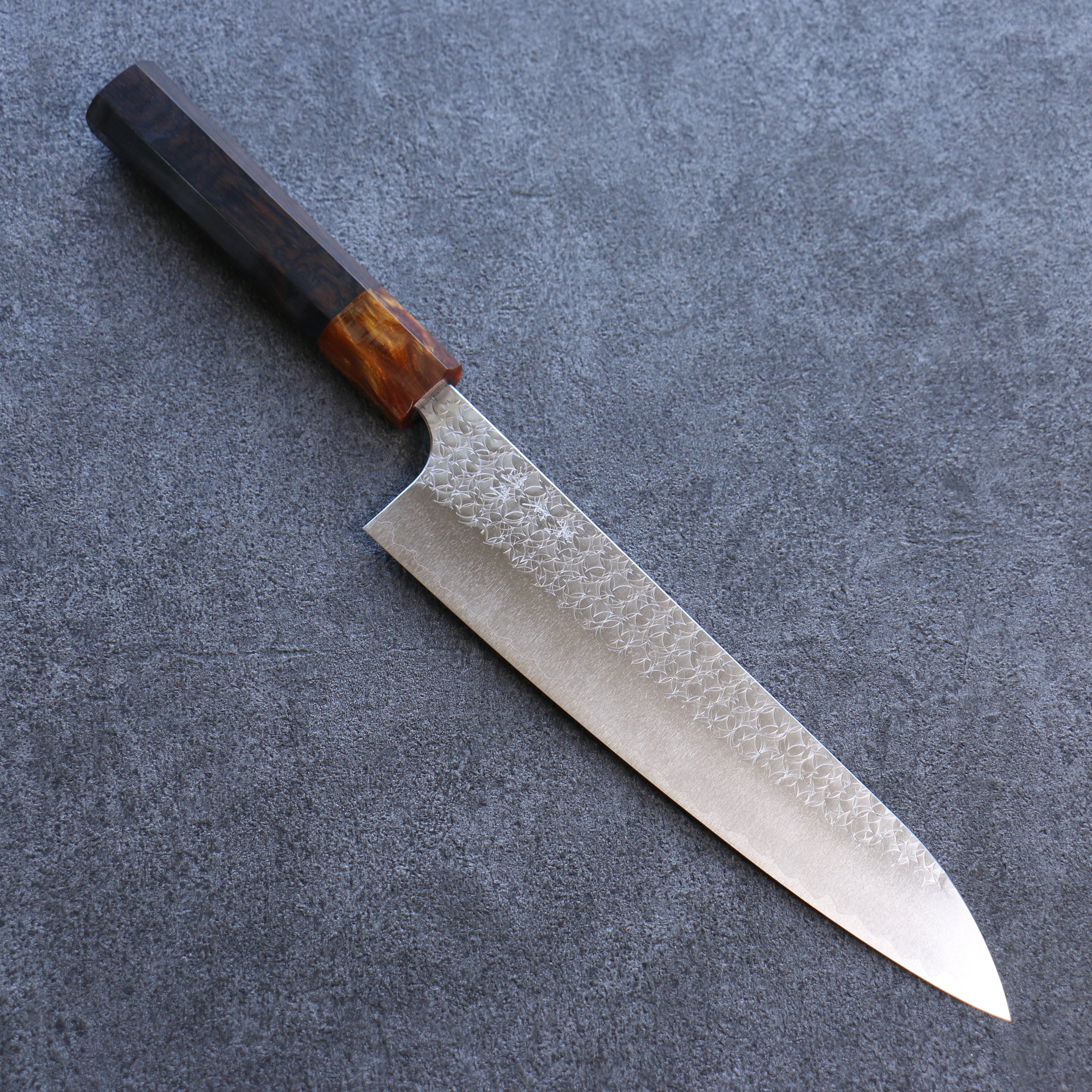 Yoshimi Kato Minamo SG2 Hammered Gyuto 210mm Ebony Wood Handle - Seisuke Knife