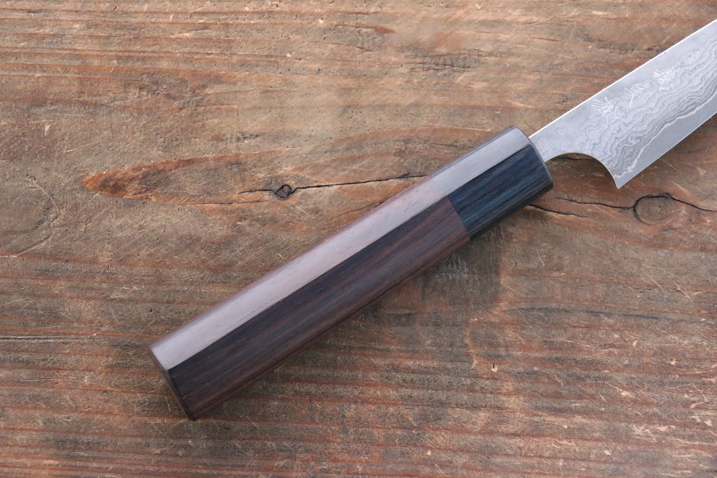 Yoshimi Kato VG10 8 Layer Damascus Petty-Utility 75mm with Shitan Handle - Seisuke Knife