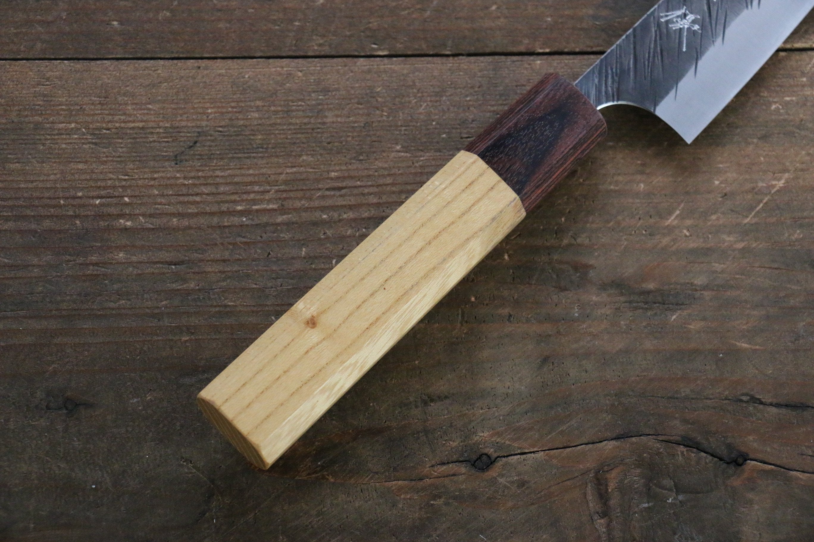 Yu Kurosaki Fujin Blue Super Hammered Petty-Utility 120mm Keyaki (Japanese Elm) Handle - Seisuke Knife