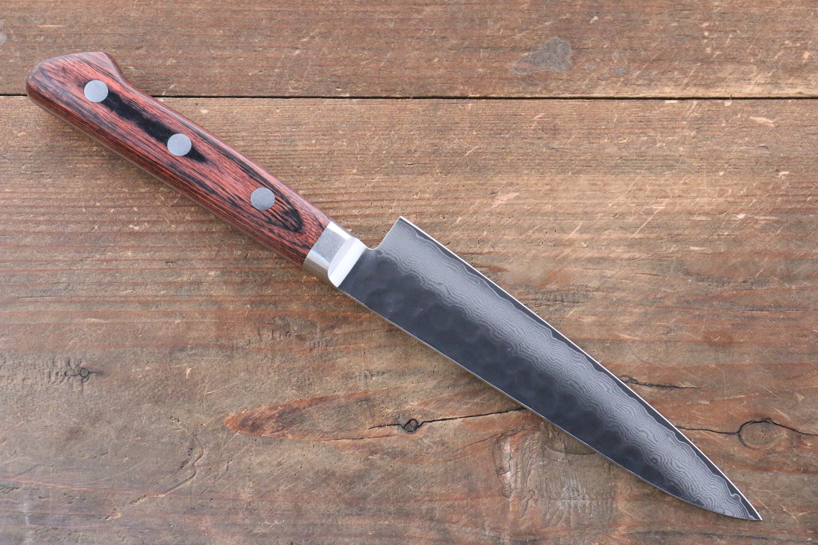 Seisuke VG10 33 Layer Damascus Petty-Utility 135mm Mahogany Handle with Sheath - Seisuke Knife