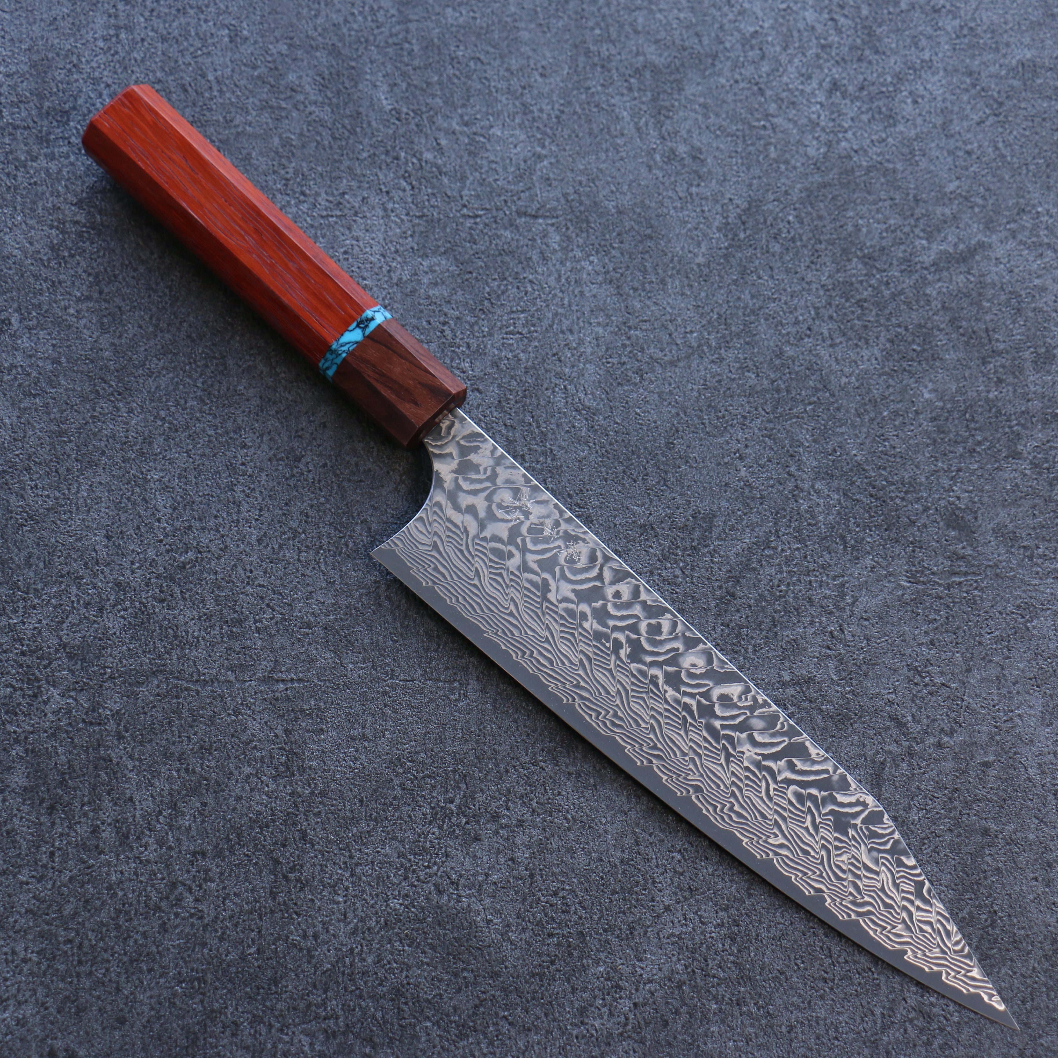 Yoshimi Kato SG2 Damascus Kiritsuke Gyuto 210mm Padoauk(Turquoise Ring) Handle - Seisuke Knife