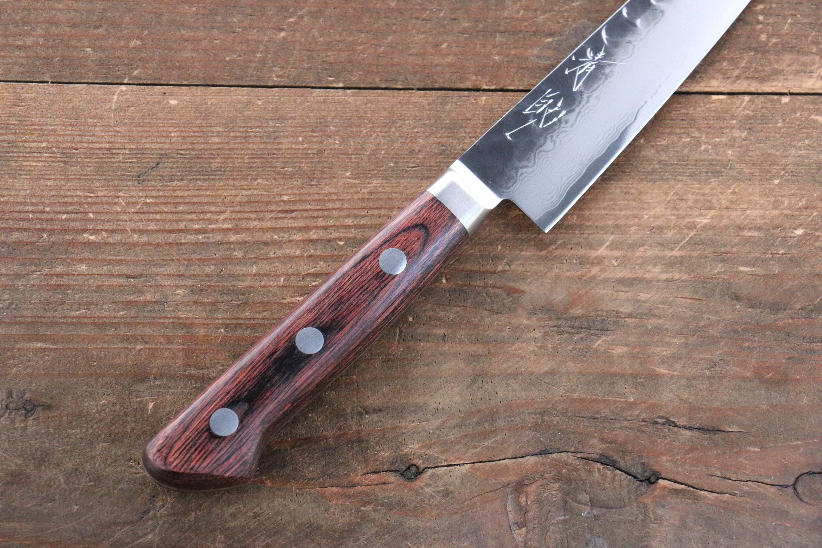 Seisuke VG10 33 Layer Damascus Petty-Utility 135mm Mahogany Handle with Sheath - Seisuke Knife