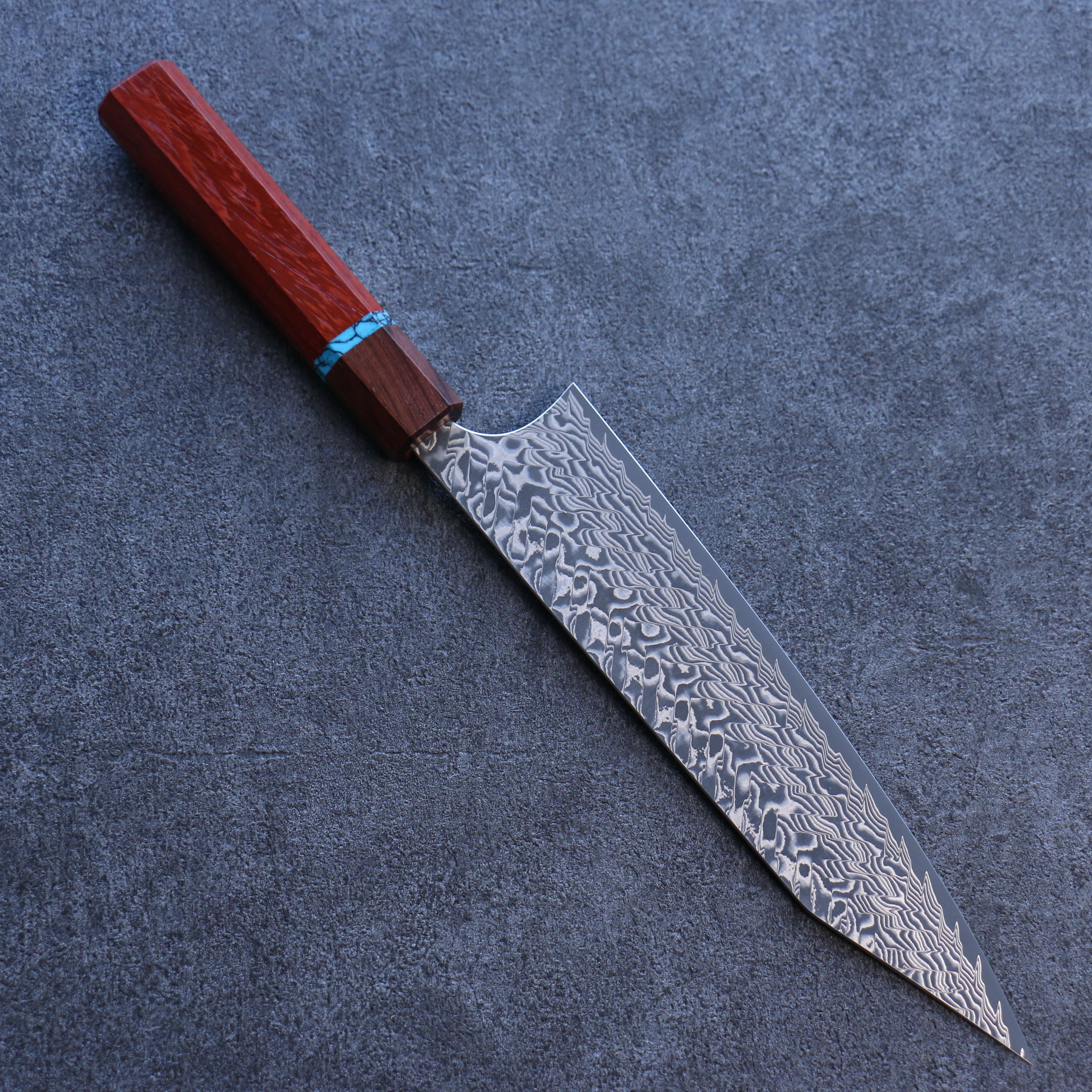 Yoshimi Kato SG2 Damascus Kiritsuke Gyuto 210mm Padoauk(Turquoise Ring) Handle - Seisuke Knife