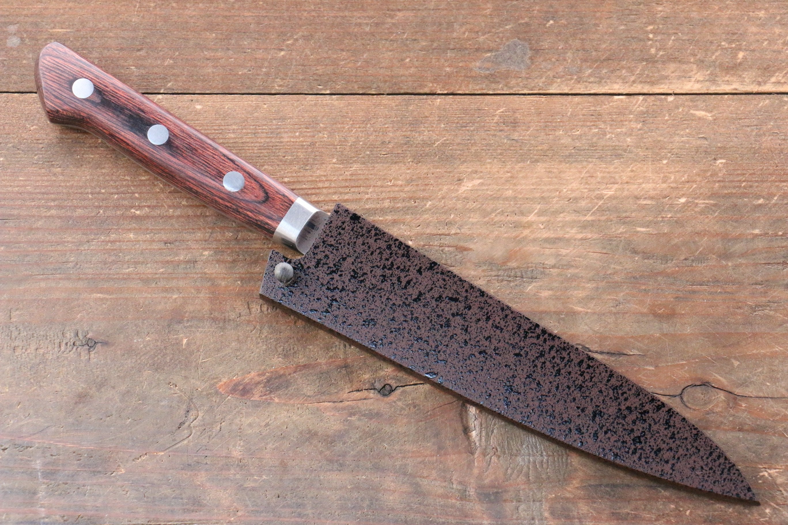 Seisuke VG10 33 Layer Damascus Petty-Utility 135mm Mahogany Handle with Sheath - Seisuke Knife