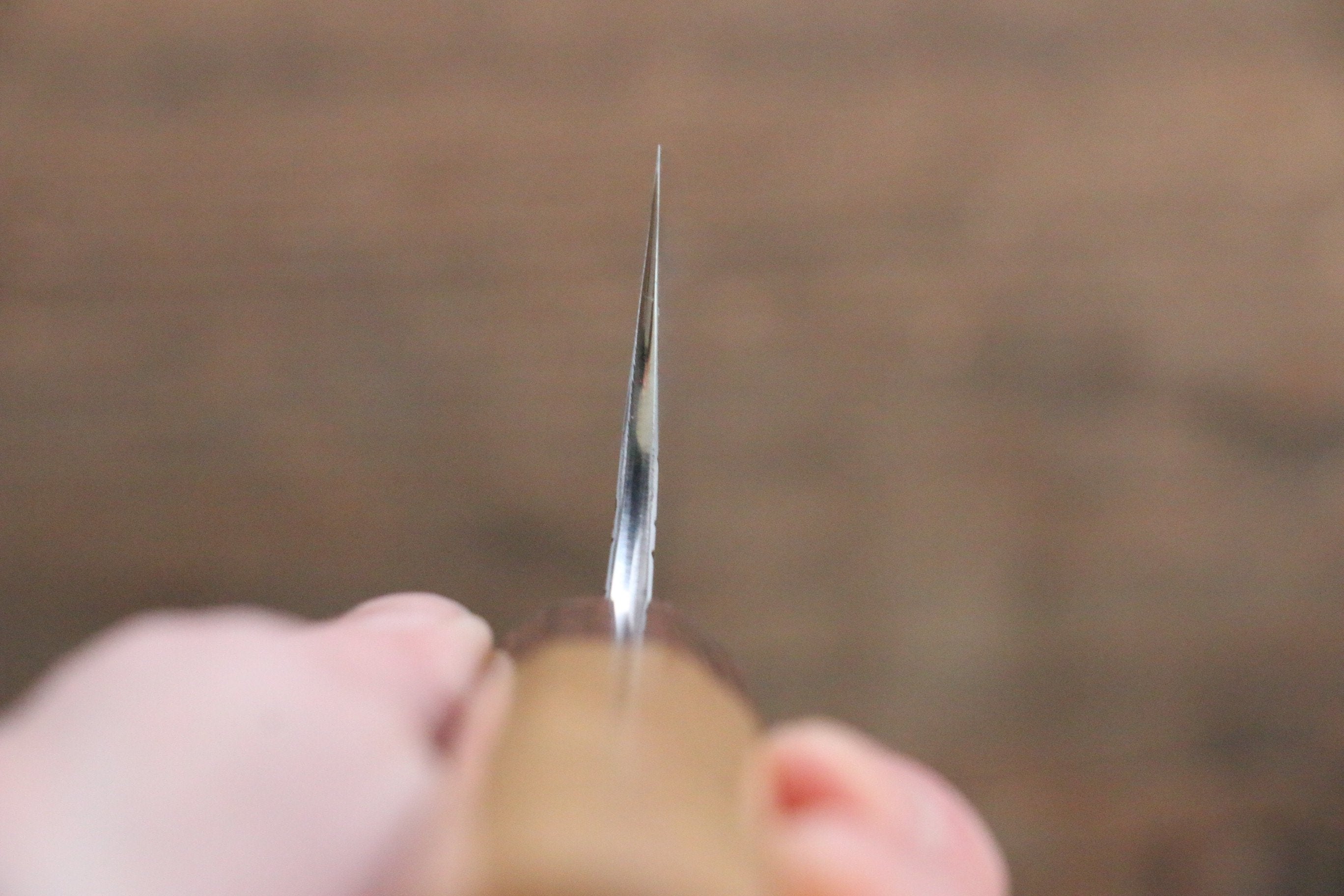 Yu Kurosaki Fujin Blue Super Hammered Gyuto 210mm with Keyaki Elm Handle - Seisuke Knife
