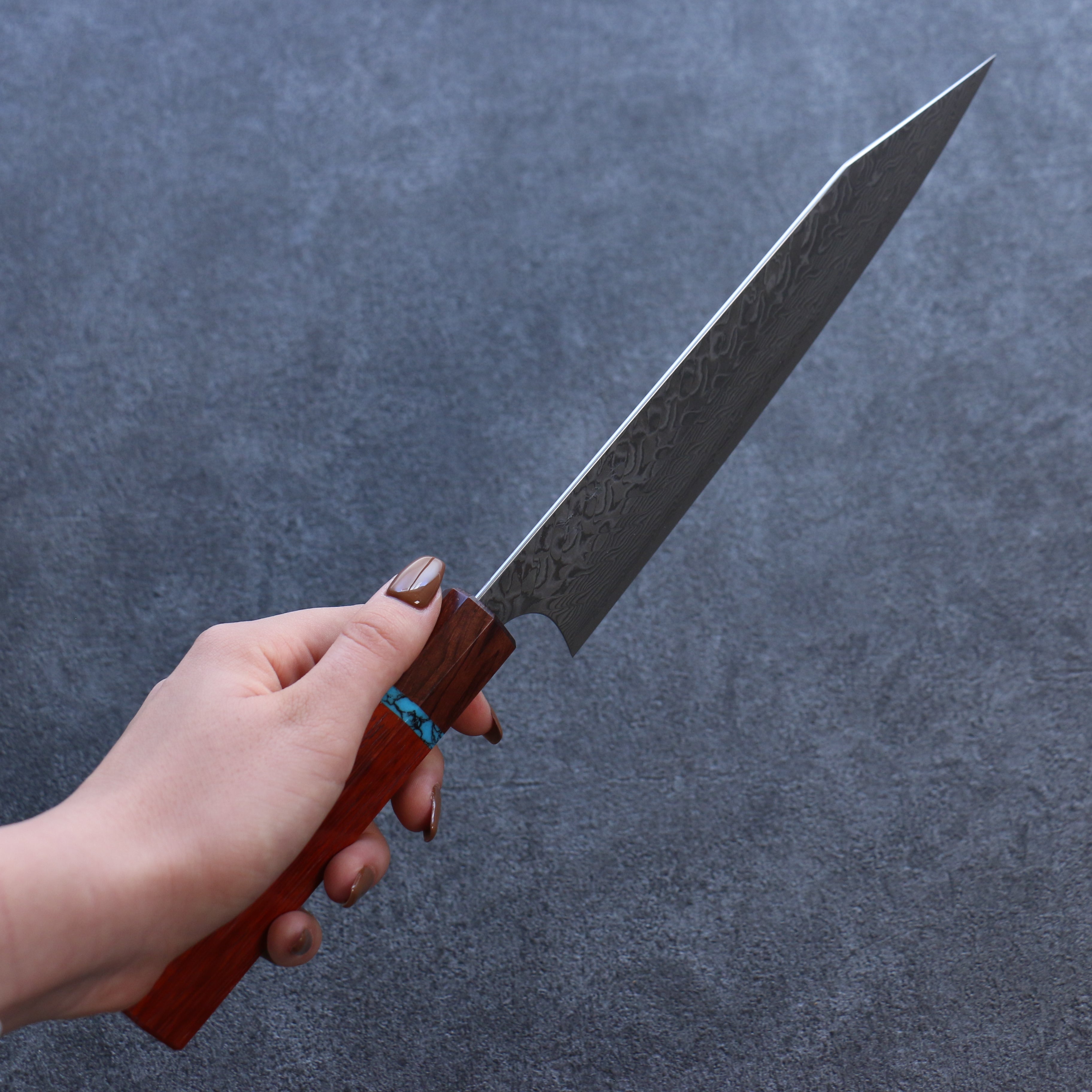 Yoshimi Kato SG2 Damascus Kiritsuke Gyuto 210mm Padoauk(Turquoise Ring) Handle - Seisuke Knife