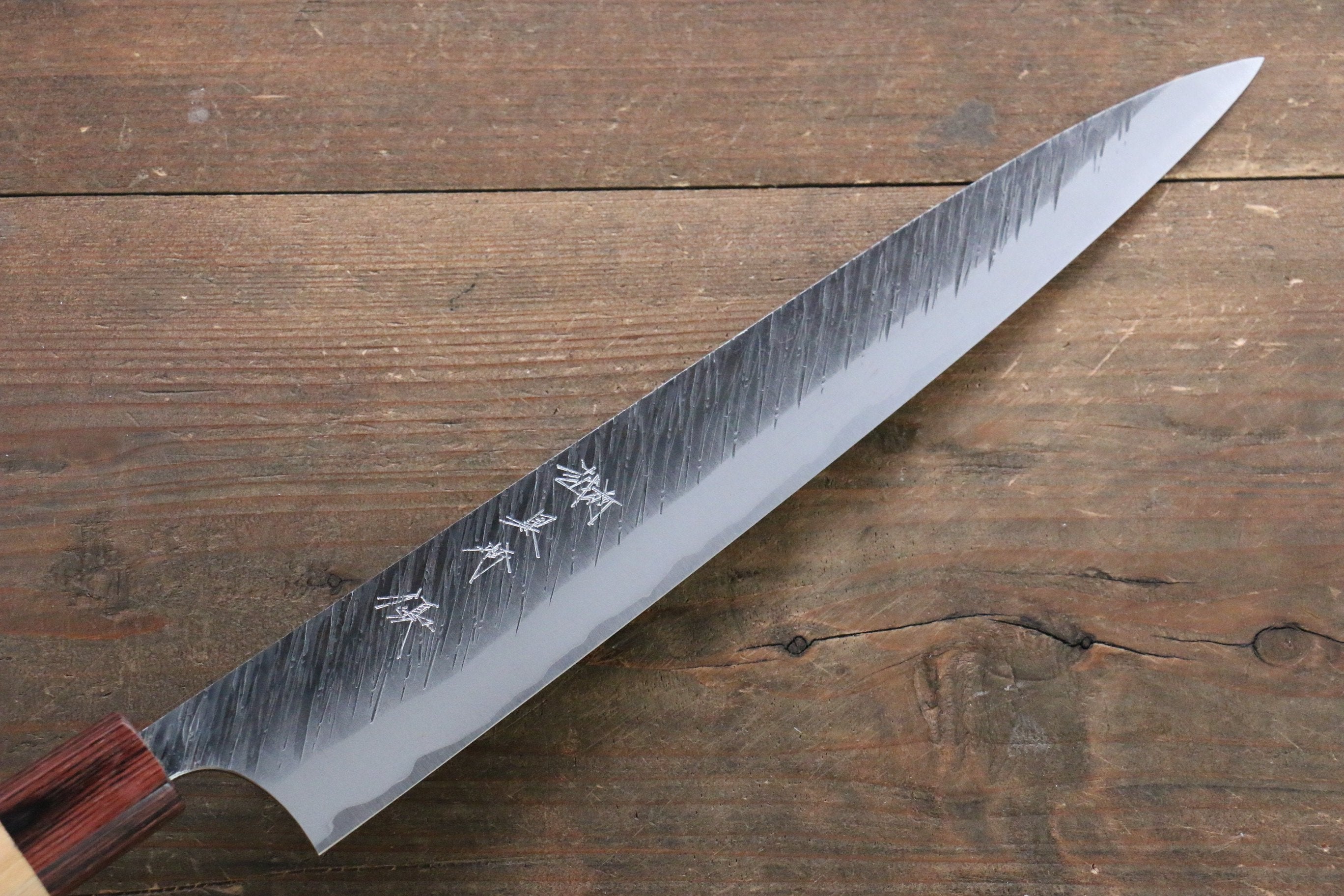 Yu Kurosaki Fujin Blue Super Hammered Sujihiki 270mm Keyaki (Japanese Elm) Handle - Seisuke Knife