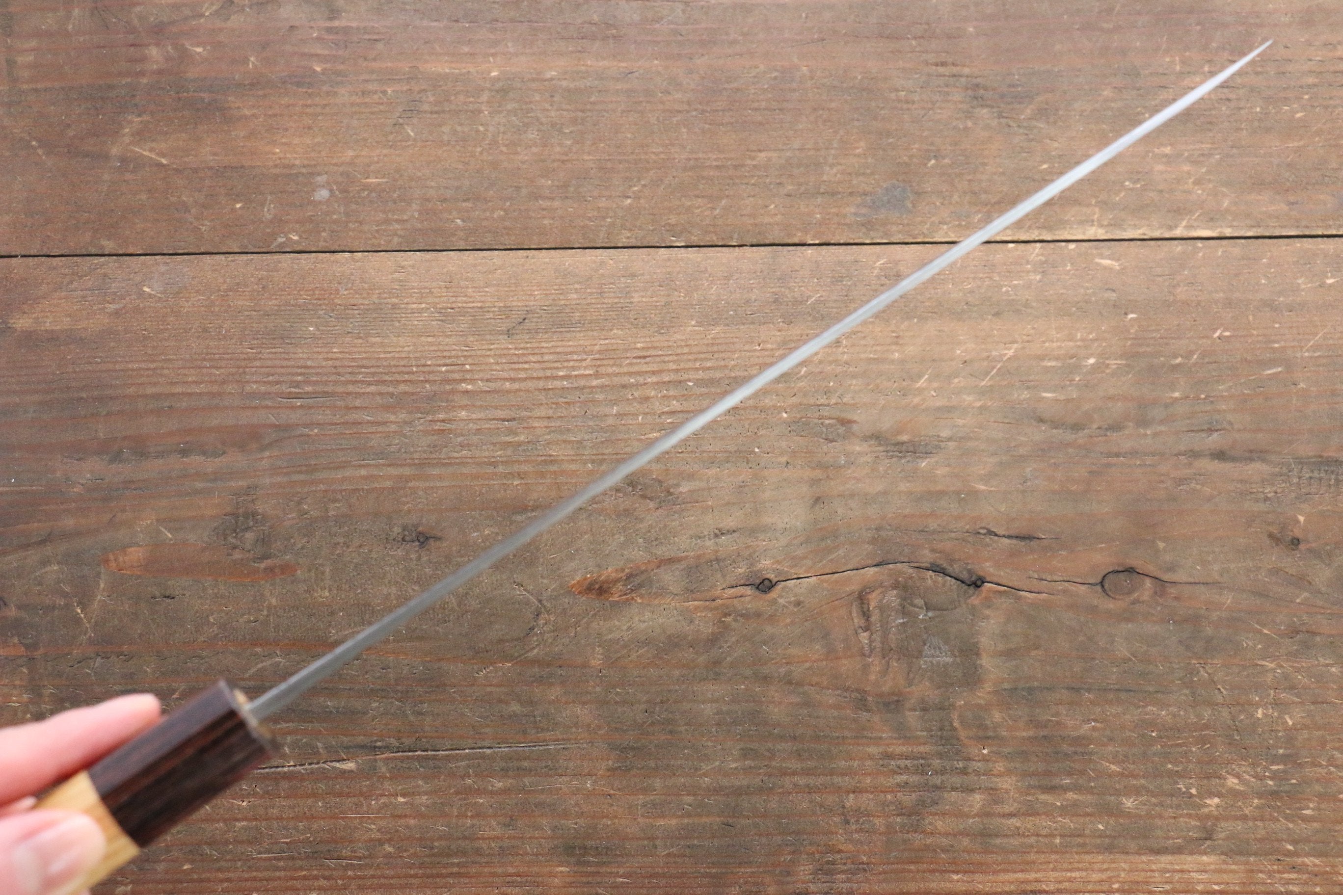 Yu Kurosaki Fujin Blue Super Hammered Gyuto 240mm Keyaki (Japanese Elm) Handle - Seisuke Knife