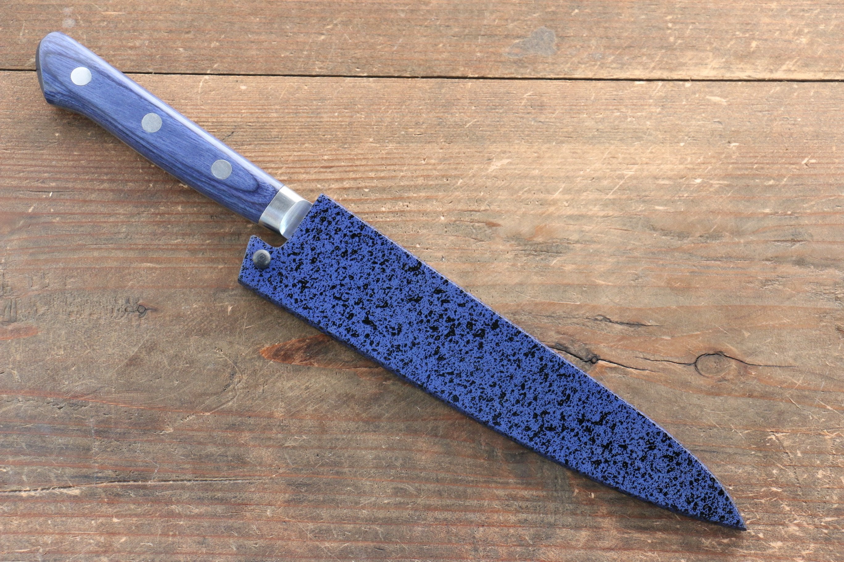 Seisuke Seiten Molybdenum Petty-Utility 120mm Blue Pakkawood Handle with Sheath - Seisuke Knife