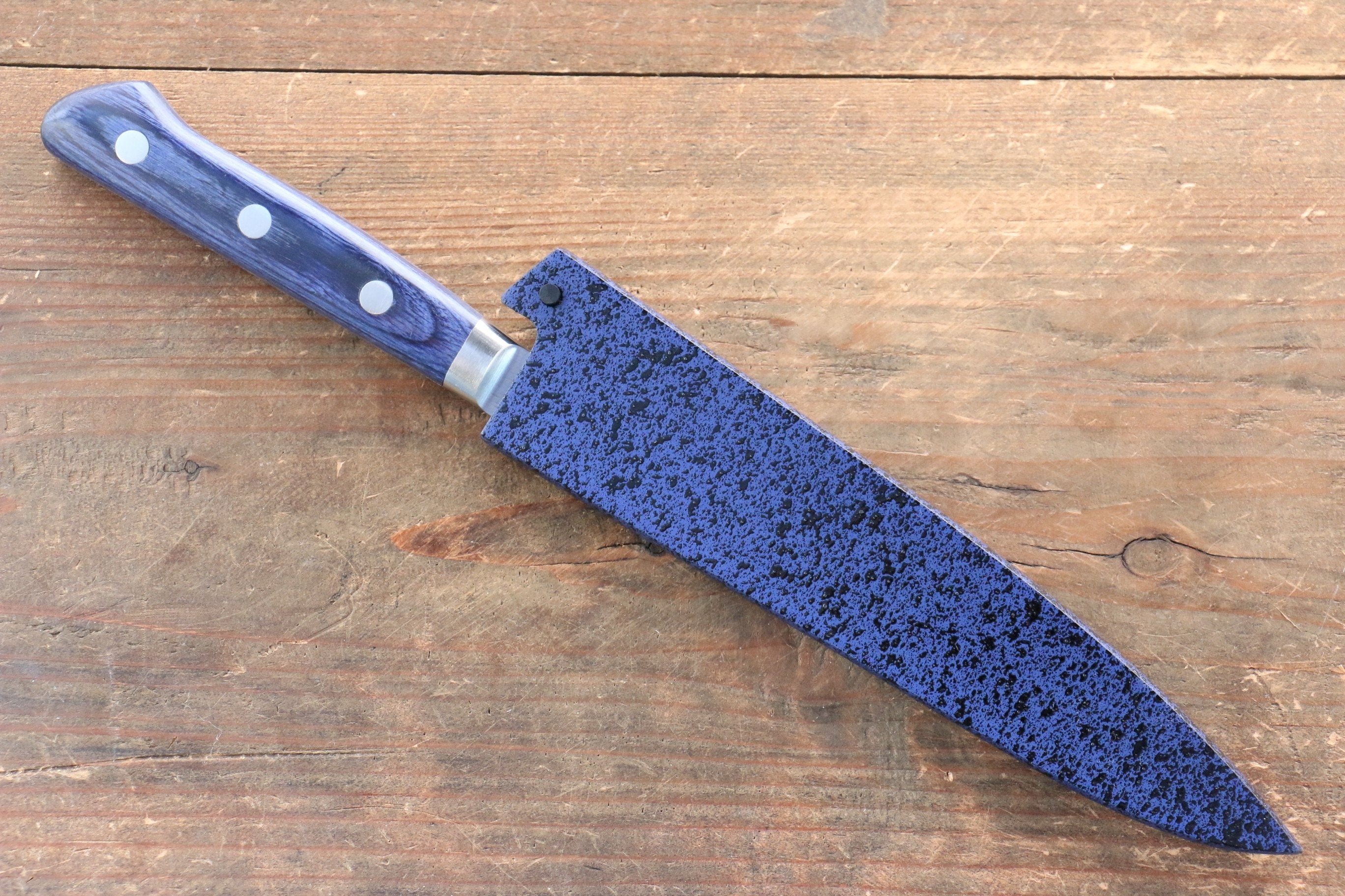 Seisuke Seiten Molybdenum Petty-Utility 120mm Blue Pakkawood Handle with Sheath - Seisuke Knife