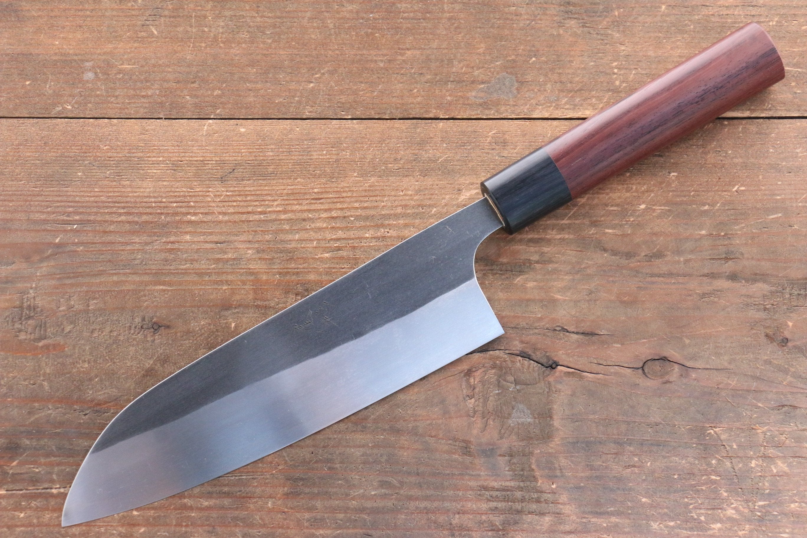 Shungo Ogata SG2 Kurouchi Black Finished Santoku 180mm Shitan Handle - Seisuke Knife