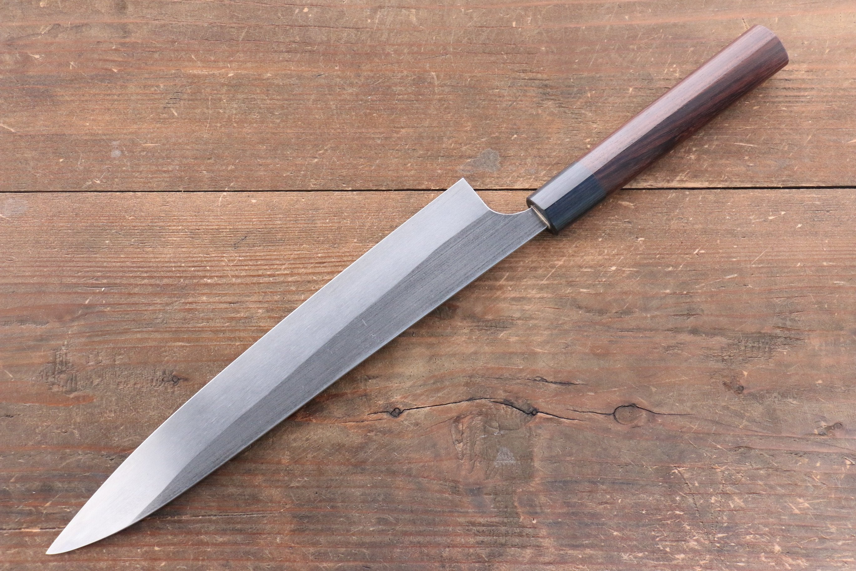Shungo Ogata SG2 Kurouchi Black Finished Sujihiki 240mm Shitan Handle - Seisuke Knife