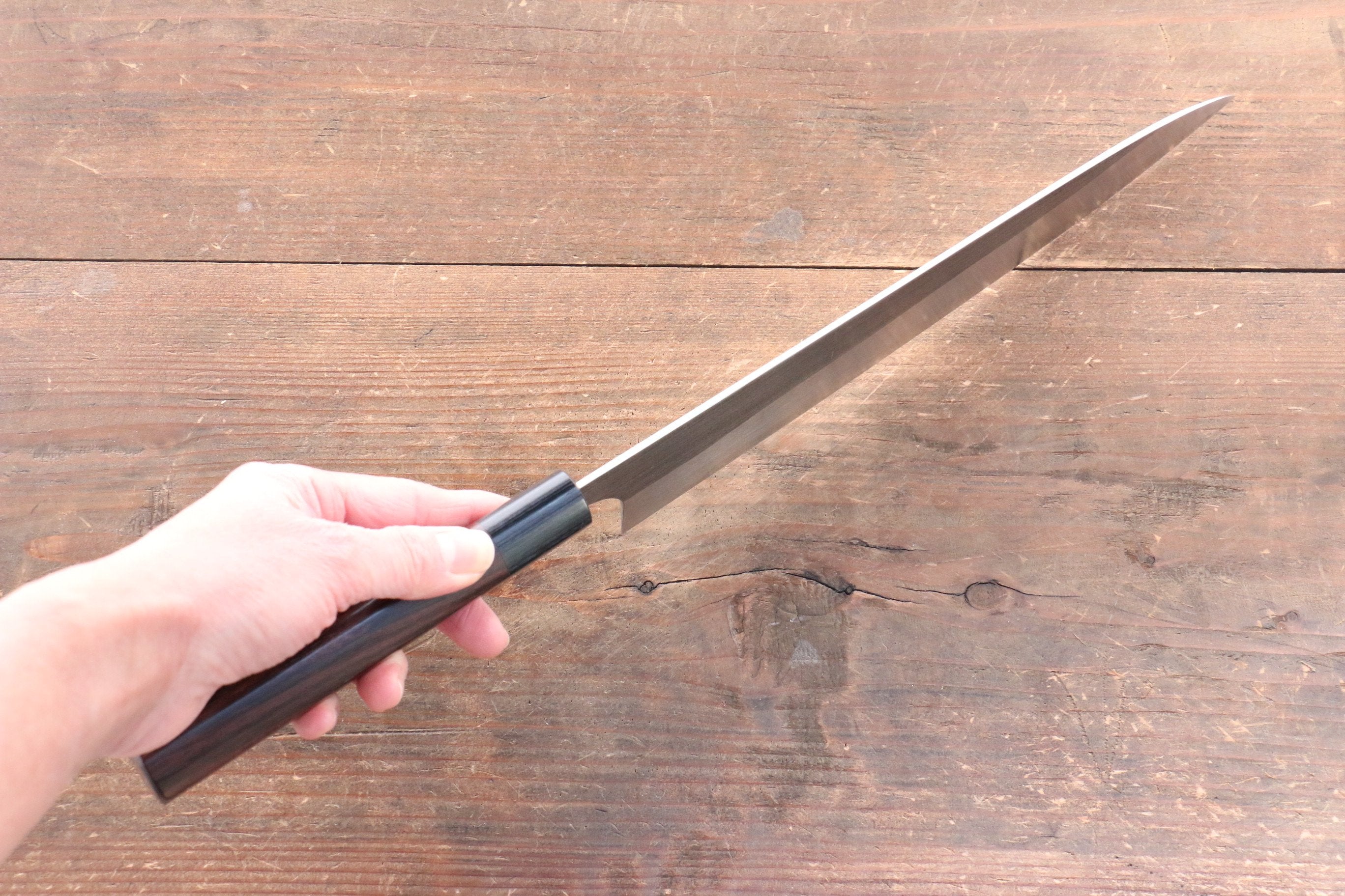 Shungo Ogata SG2 Kurouchi Black Finished Sujihiki 240mm Shitan Handle - Seisuke Knife