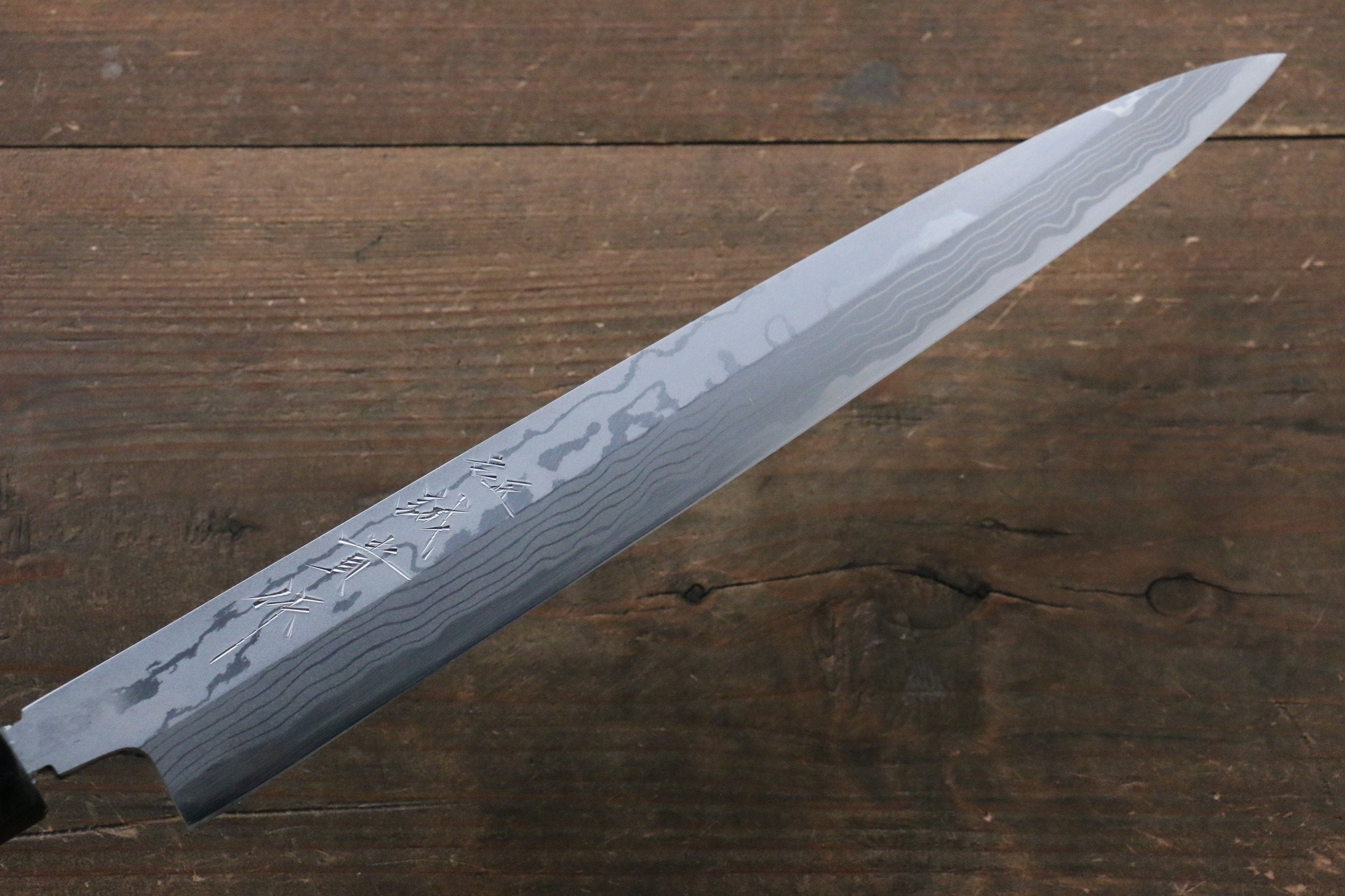 Shigeki Tanaka Blue Steel No.2 Damascus Yanagiba 270mm with Ebony Wood Handle - Seisuke Knife