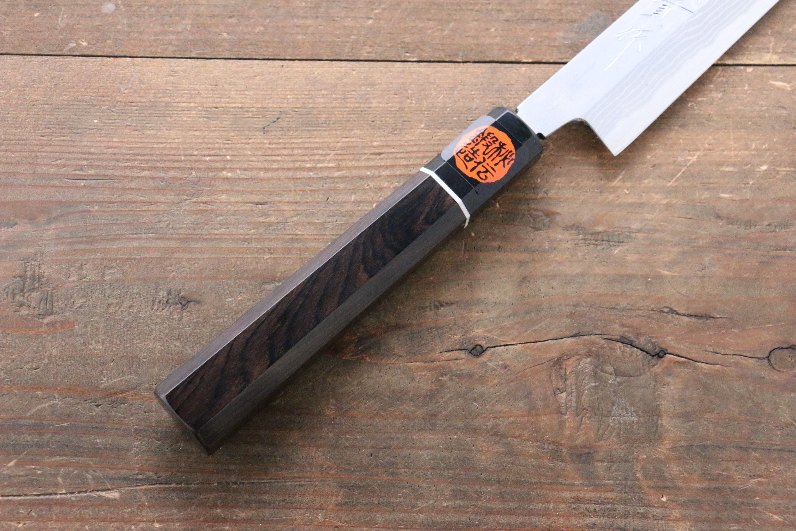 Shigeki Tanaka Blue Steel No.2 Damascus Yanagiba 270mm with Ebony Wood Handle - Seisuke Knife