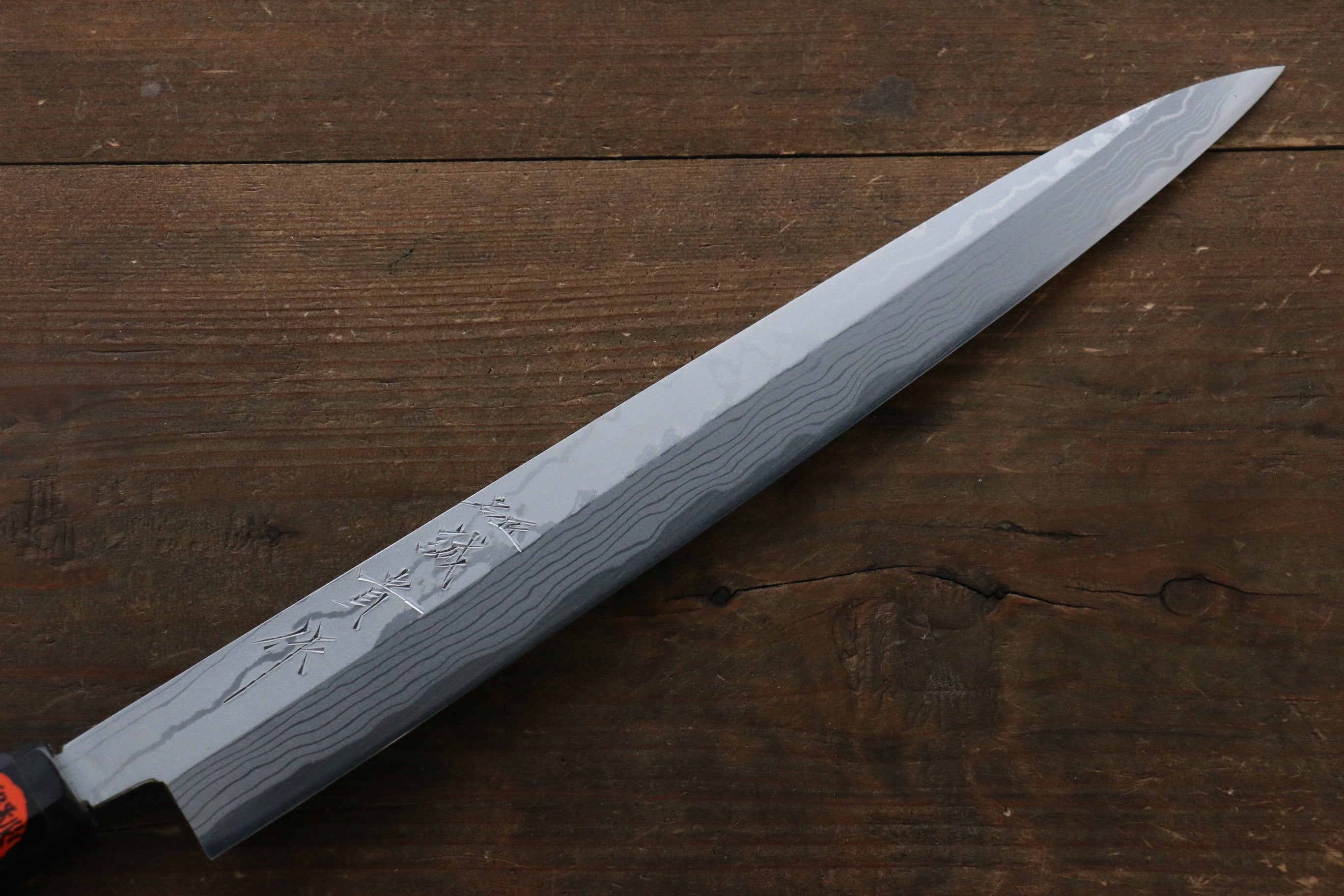Shigeki Tanaka Blue Steel No.2 Damascus Yanagiba 300mm with Ebony Wood Handle - Seisuke Knife