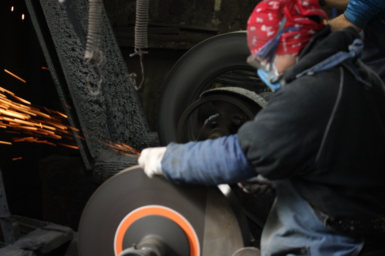 Takeshi Saji SG2 Black Damascus Santoku Japanese Chef Knife 180mm wtih Iron Wood handle - Seisuke Knife