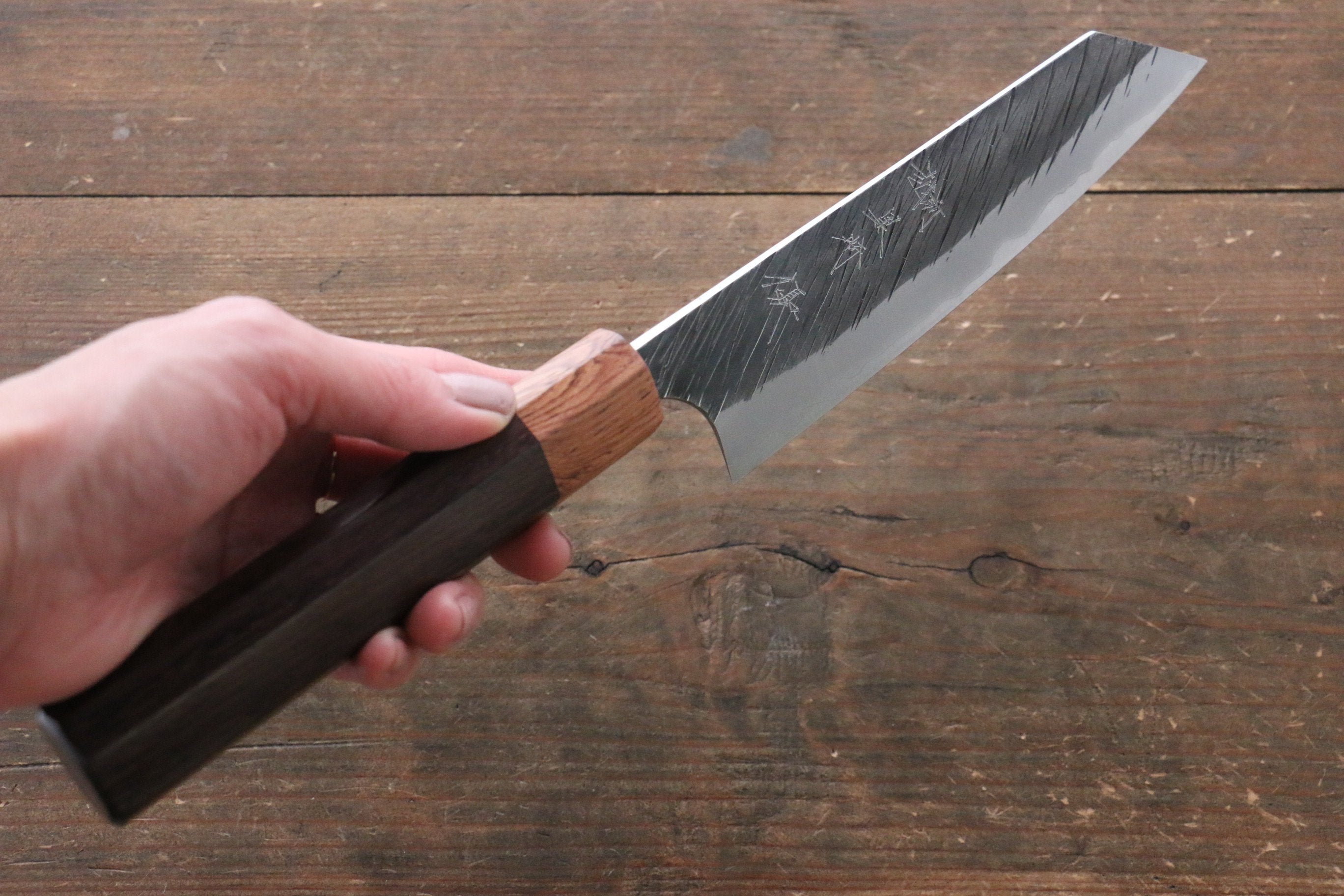 Yu Kurosaki Blue Super Hammered Bunka 165mm with Shitan Handle (ferrule: Honduras) - Seisuke Knife