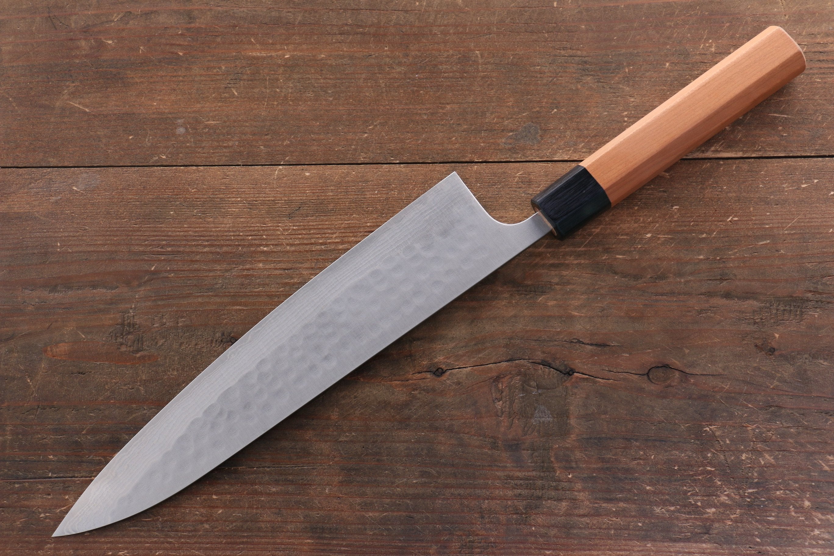 Nao Yamamoto SRS13 Black Damascus Gyuto 240mm Cherry Blossoms Handle - Seisuke Knife