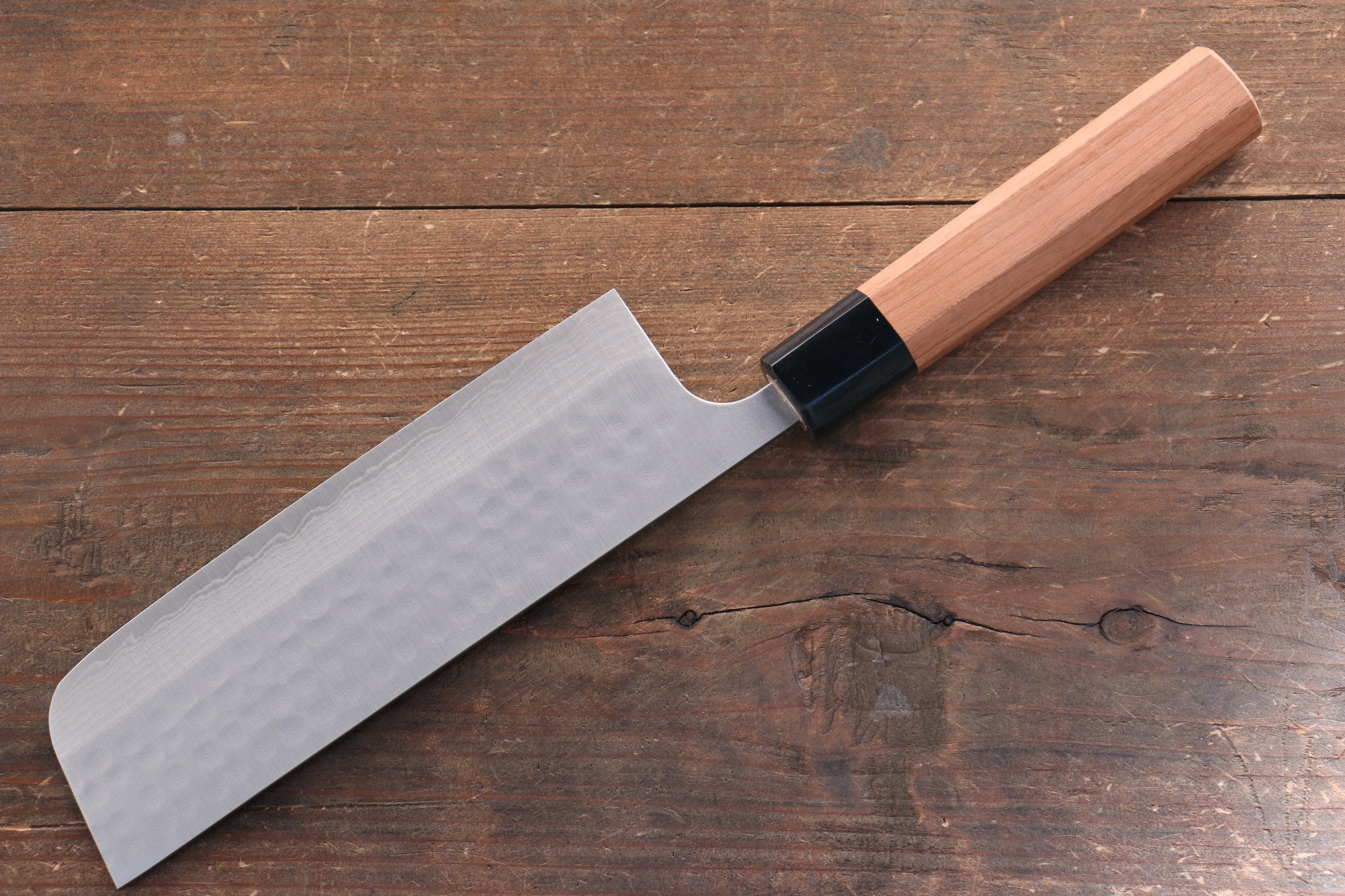 Nao Yamamoto SRS13 Black Damascus Nakiri 165mm Cherry Blossoms Handle - Seisuke Knife