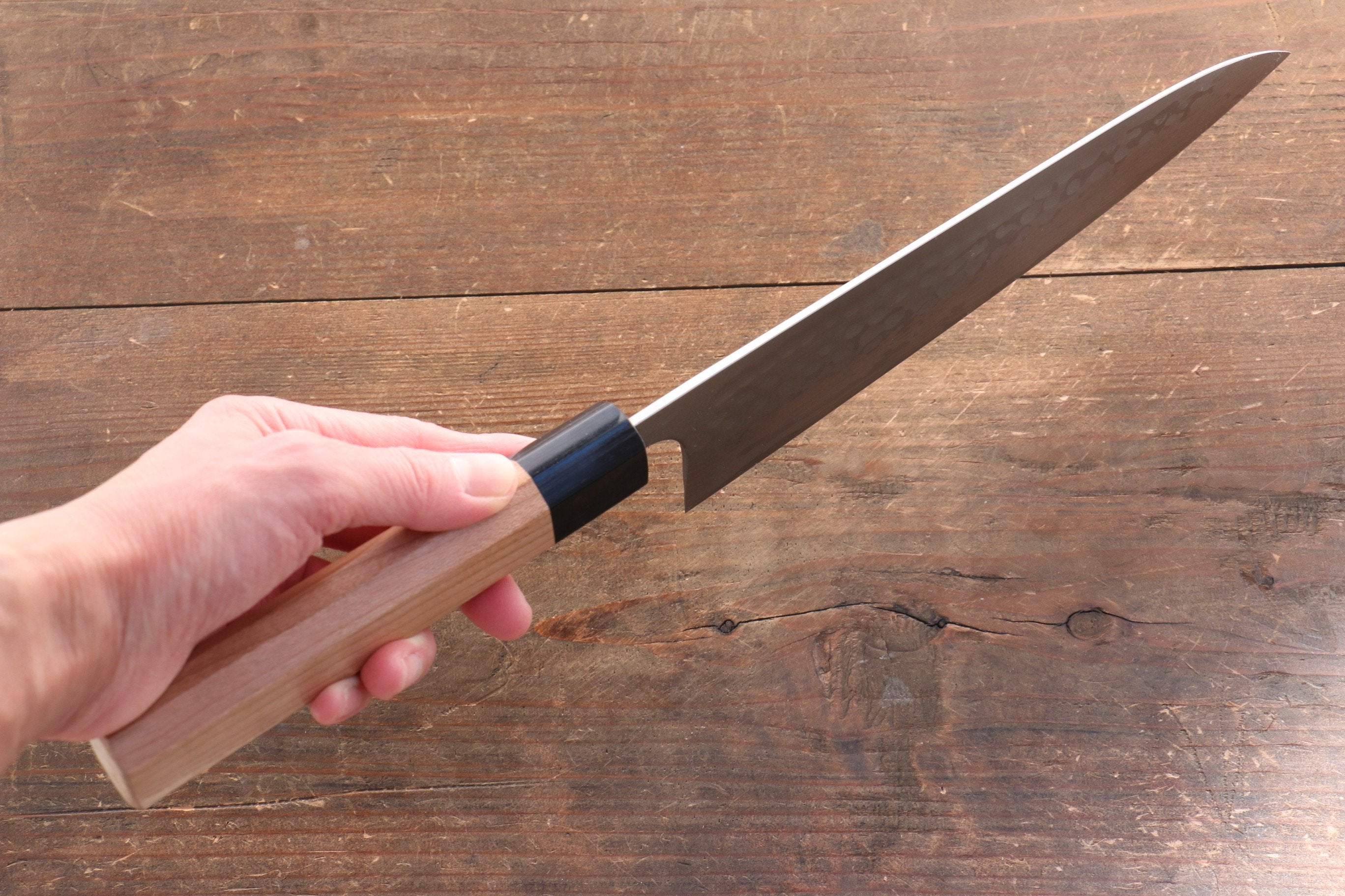 Nao Yamamoto SRS13 Black Damascus Gyuto 210mm Cherry Blossoms Handle - Seisuke Knife