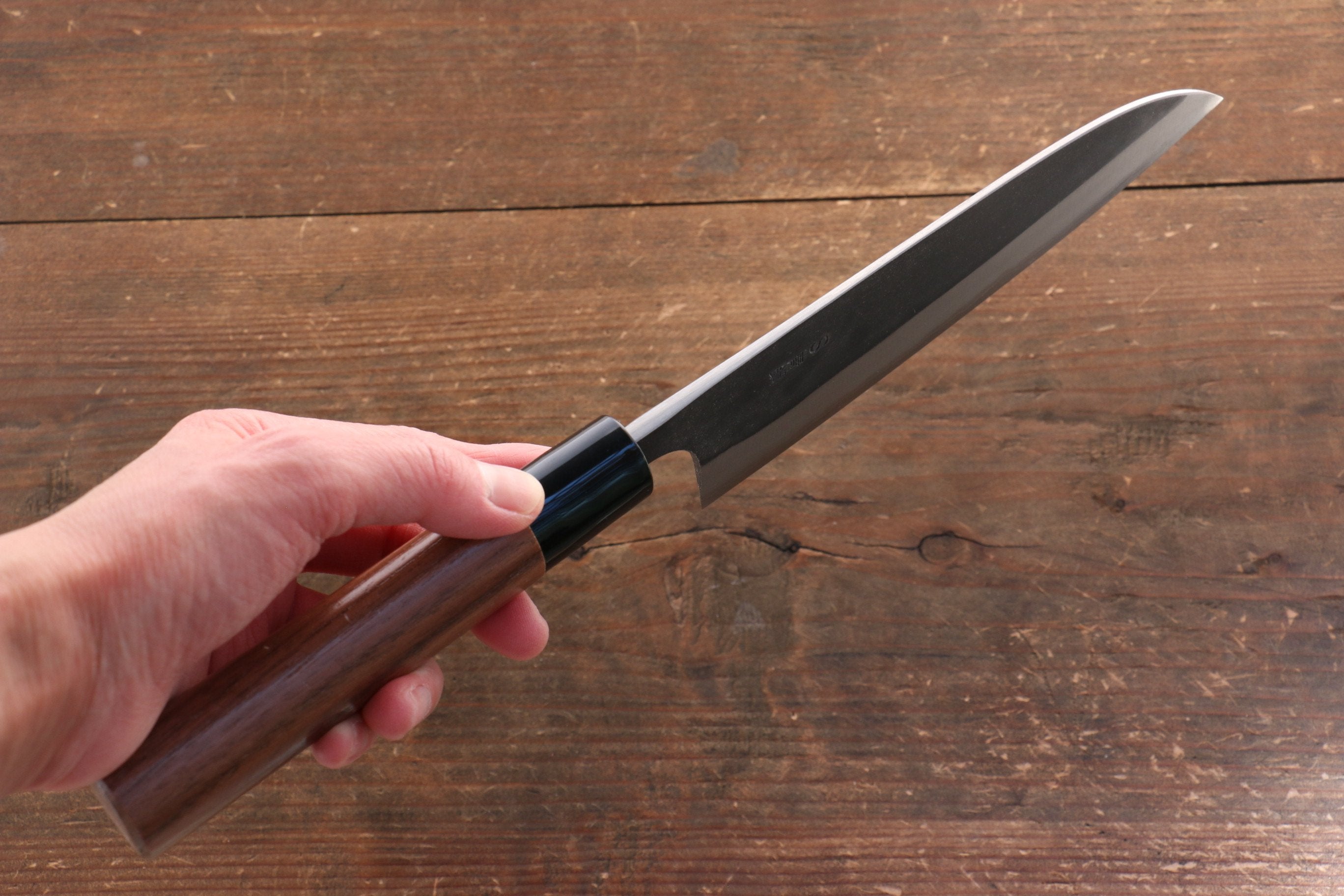 Nao Yamamoto Blue Super Kurouchi Santoku 165mm Walnut Handle - Seisuke Knife