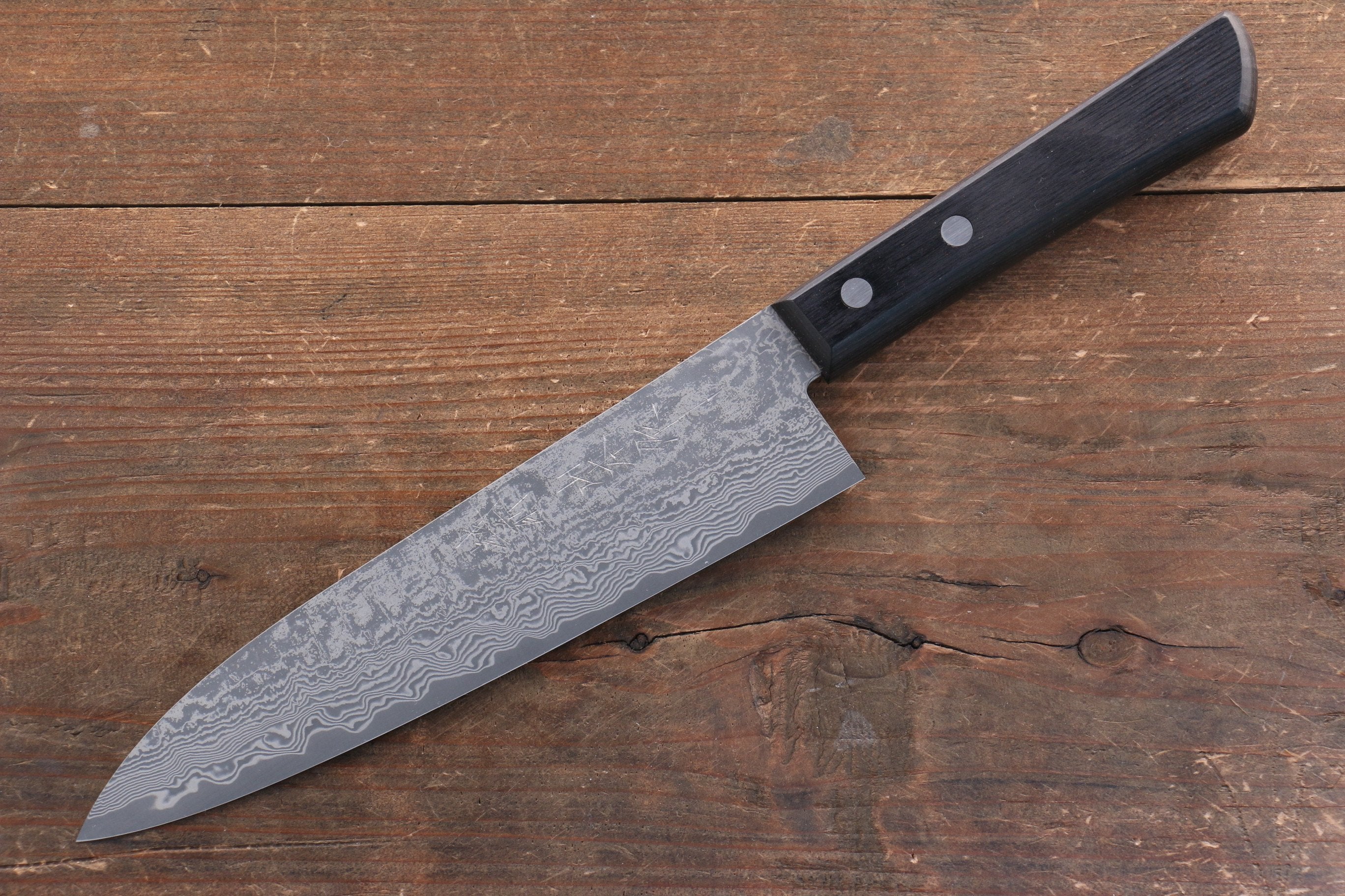 Nao Yamamoto VG10 Black Damascus Gyuto 180mm with Black Pakkawood Handle - Seisuke Knife
