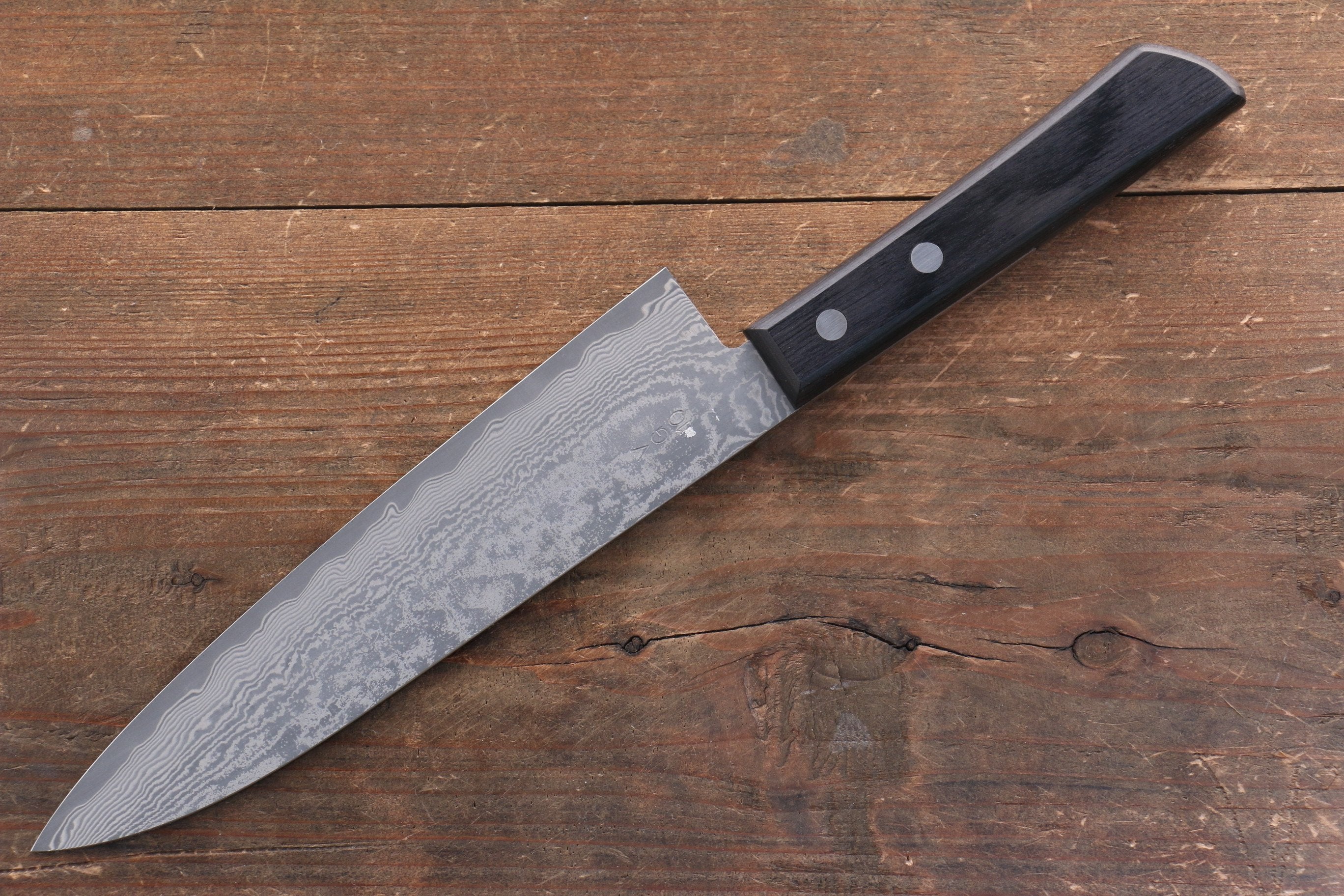 Nao Yamamoto VG10 Black Damascus Gyuto 180mm with Black Pakkawood Handle - Seisuke Knife