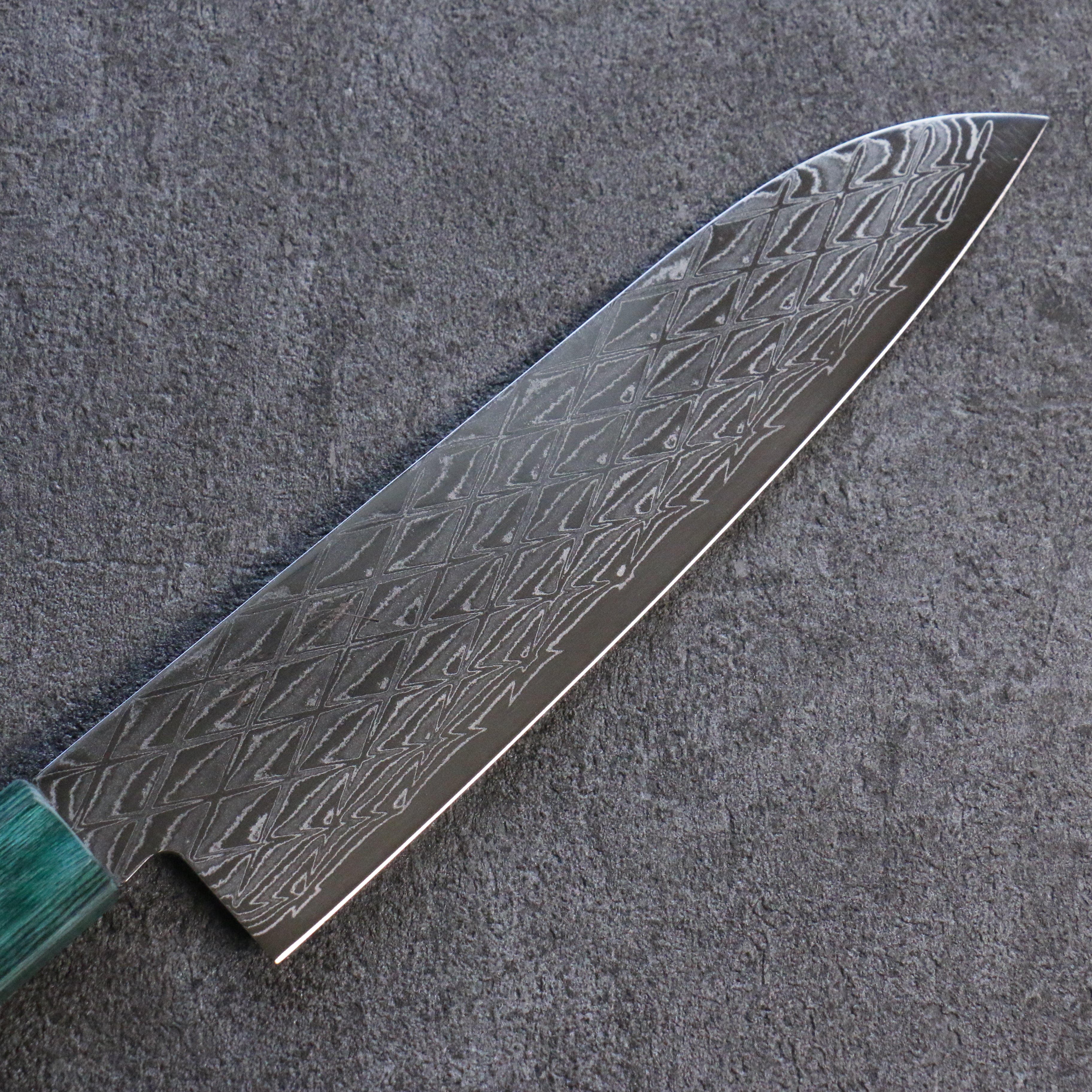Seisuke AUS10 Mirror Crossed Santoku 180mm Black & Green Pakkawood Handle - Seisuke Knife