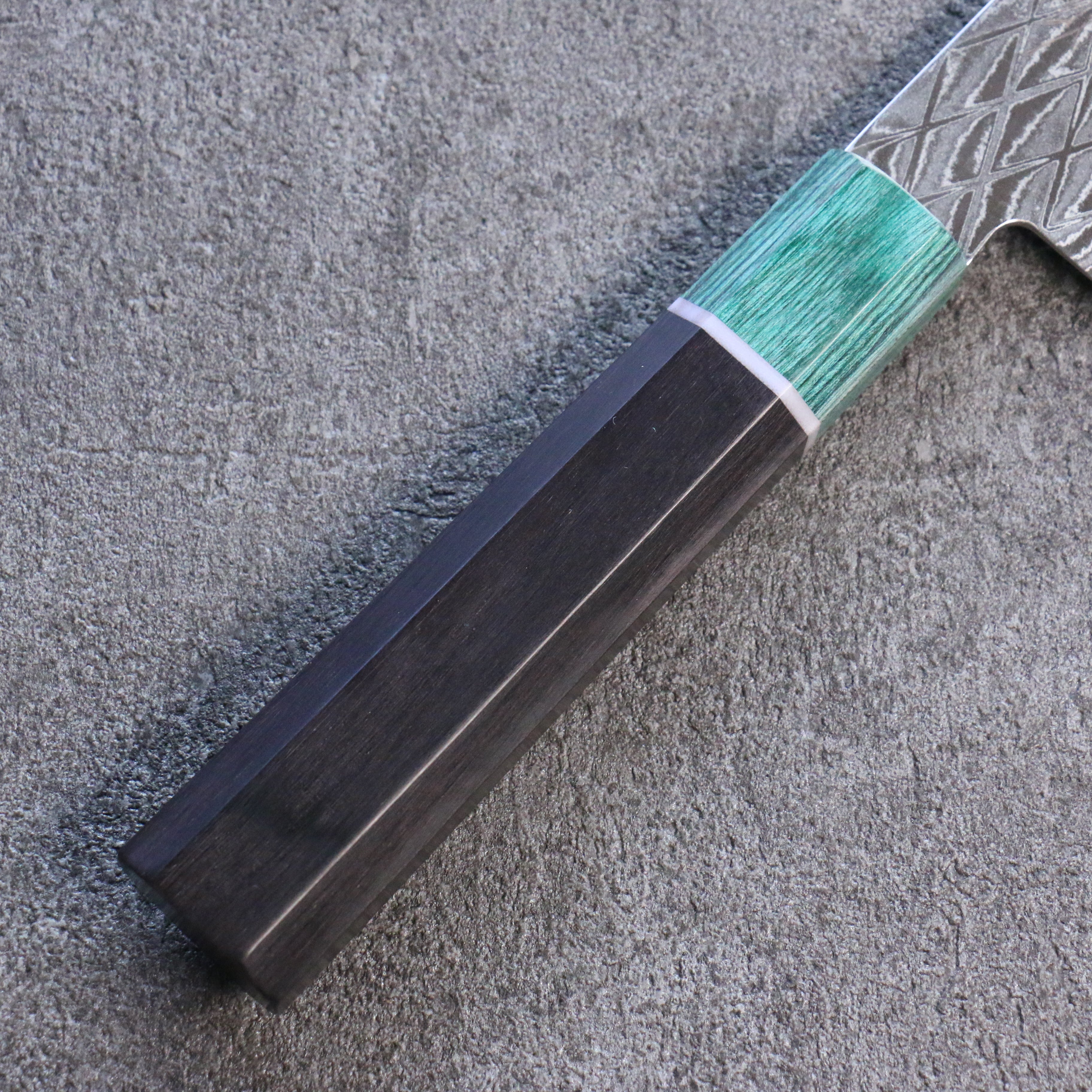 Seisuke AUS10 Mirror Crossed Santoku 180mm Black & Green Pakkawood Handle - Seisuke Knife