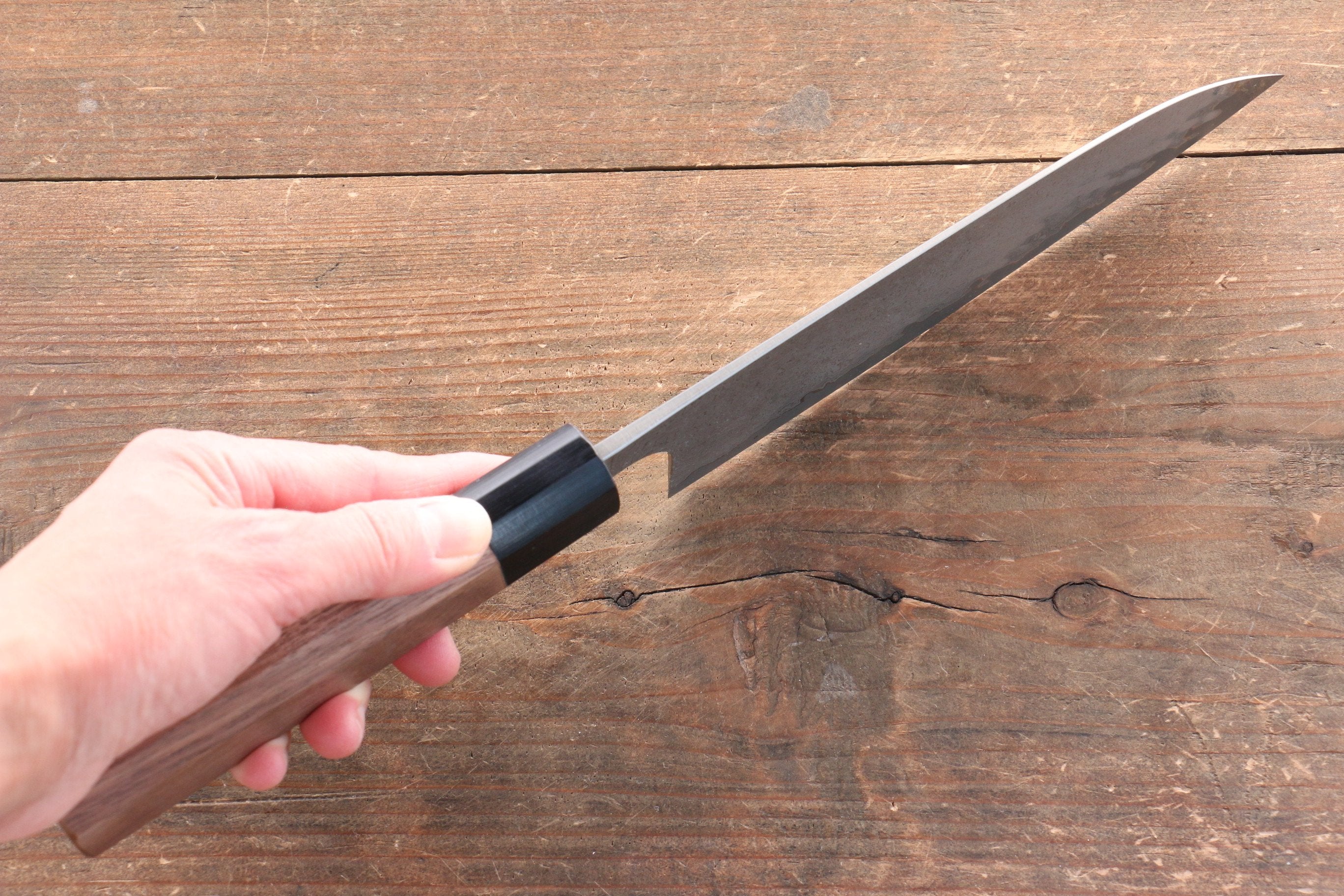Nao Yamamoto VG10 Black Damascus Santoku 165mm Walnut Handle - Seisuke Knife