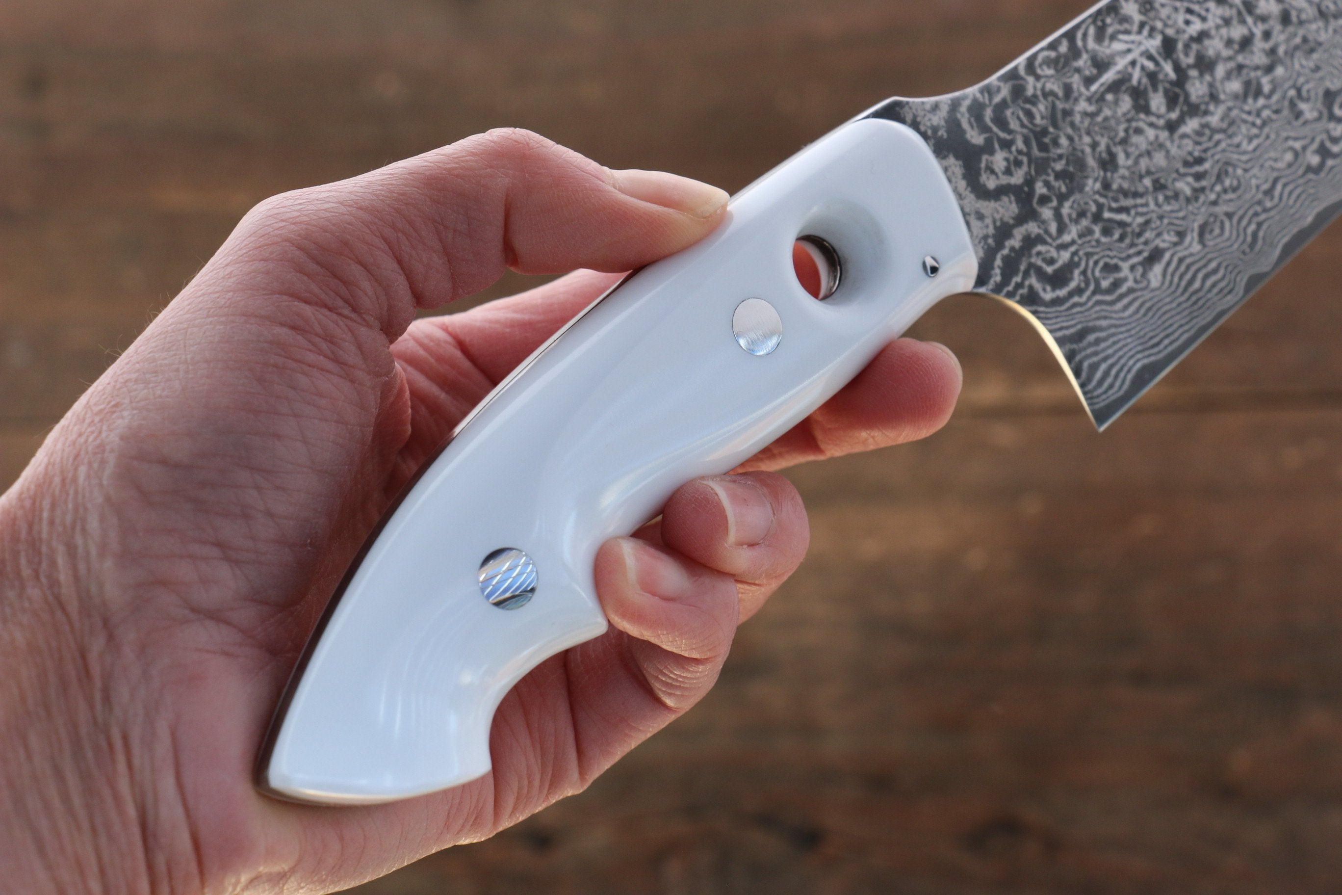 Takeshi Saji VG10 Black Finished Gyuto 240mm White Micarta Handle - Seisuke Knife