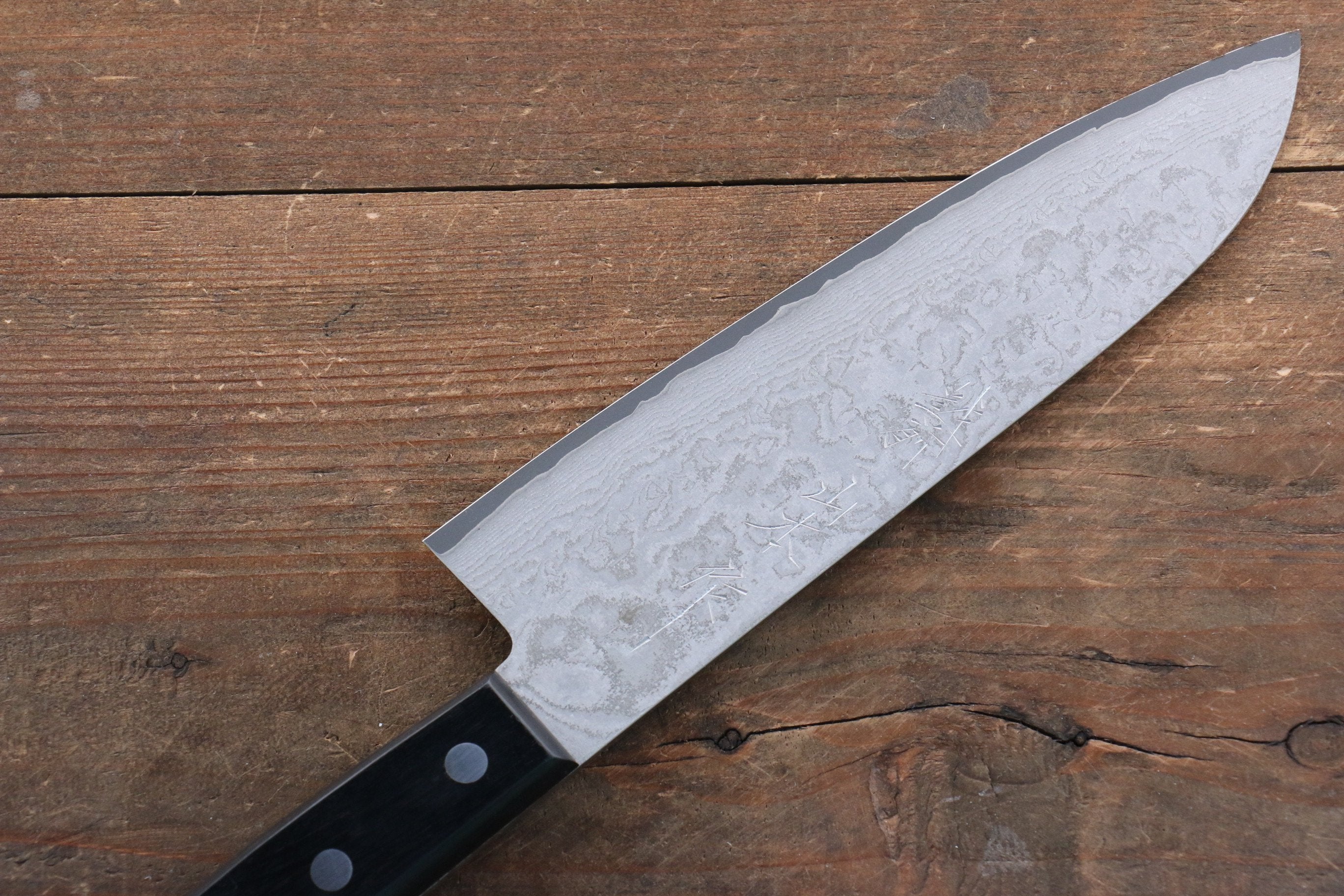 Nao Yamamoto VG10 Black Damascus Santoku 180mm Black Pakka wood - Seisuke Knife
