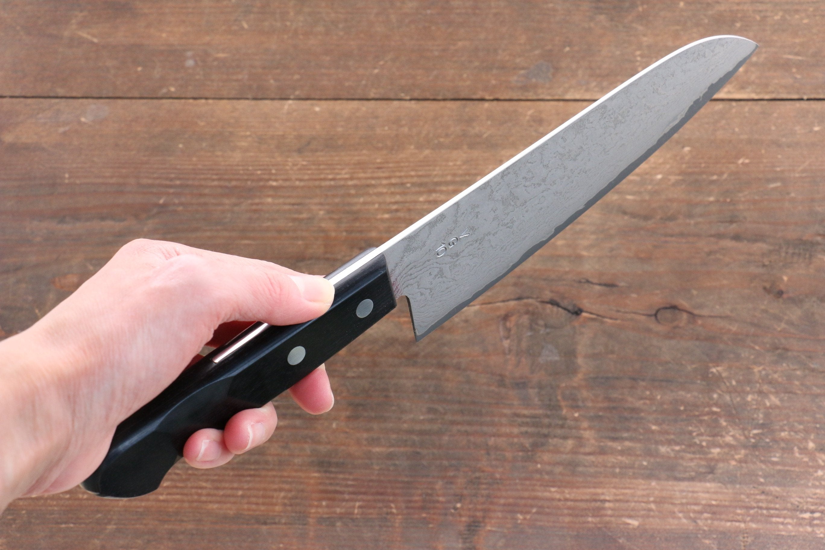 Nao Yamamoto VG10 Black Damascus Santoku 180mm Black Pakka wood - Seisuke Knife