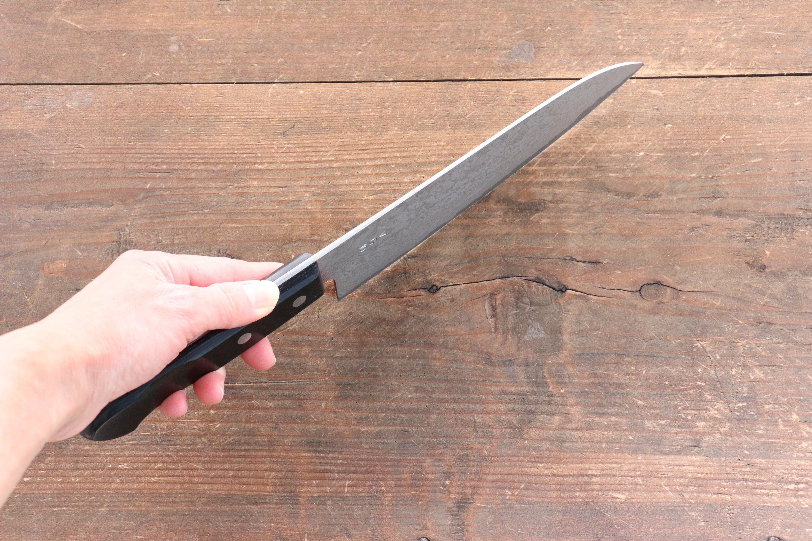 Nao Yamamoto VG10 Black Damascus Santoku 180mm Black Pakka wood - Seisuke Knife