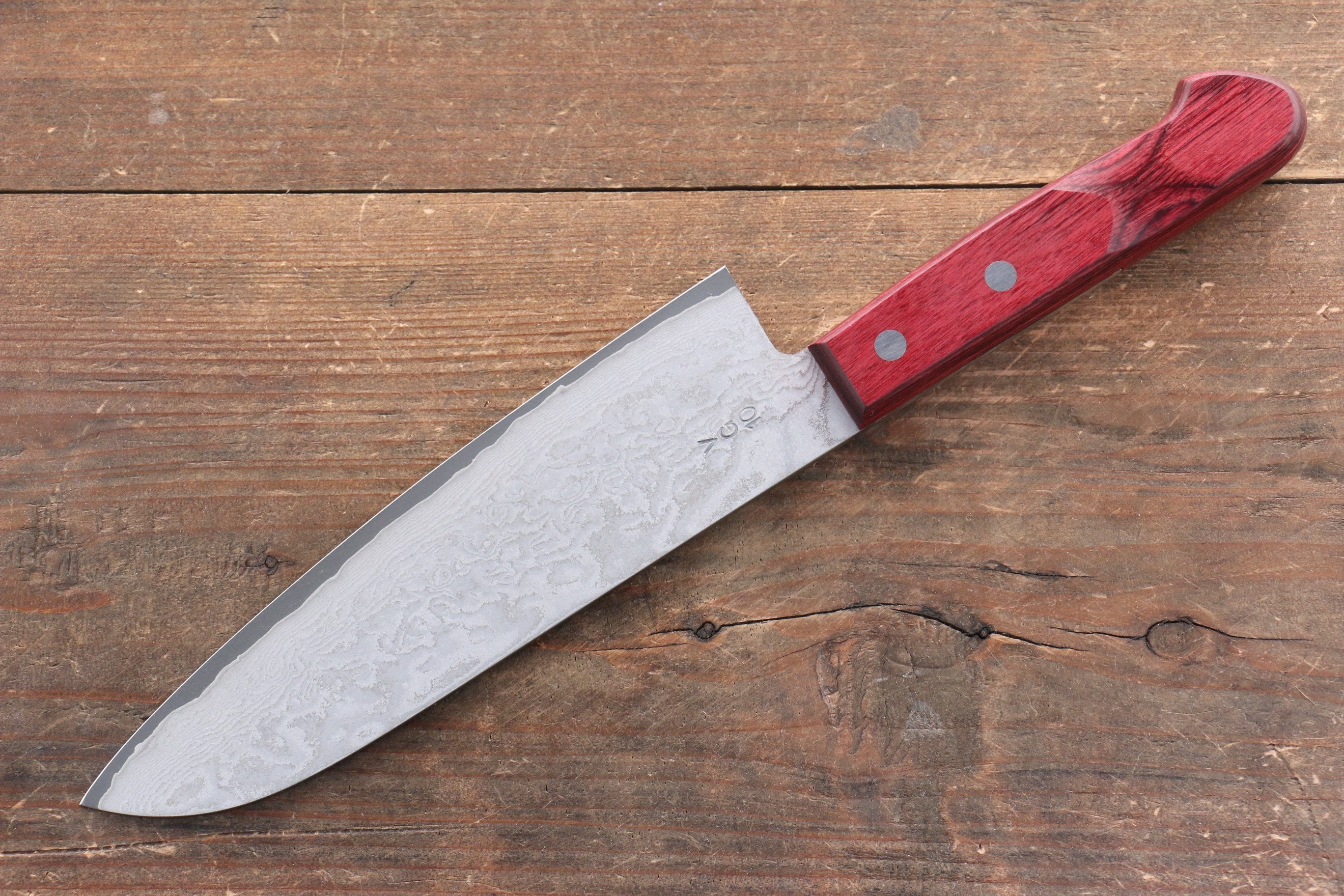 Nao Yamamoto VG10 Black Damascus Santoku 180mm Red Pakka wood - Seisuke Knife