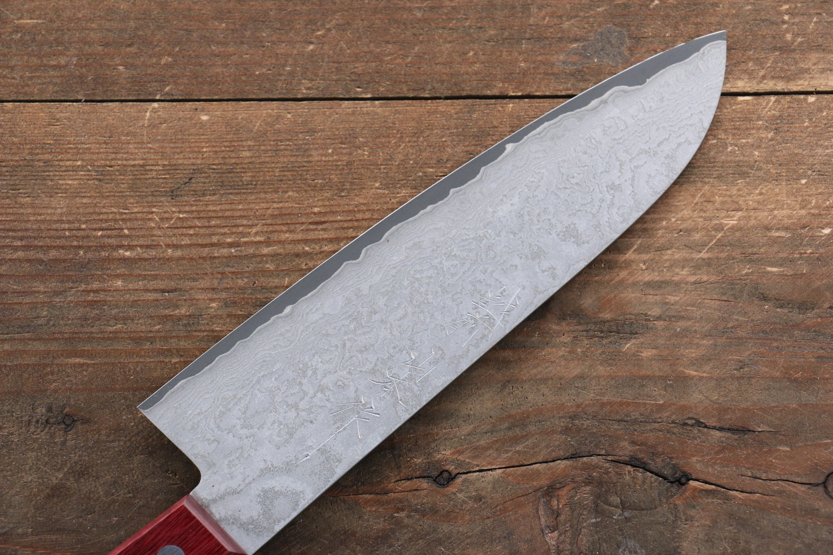 Nao Yamamoto VG10 Black Damascus Santoku 180mm Red Pakka wood - Seisuke Knife