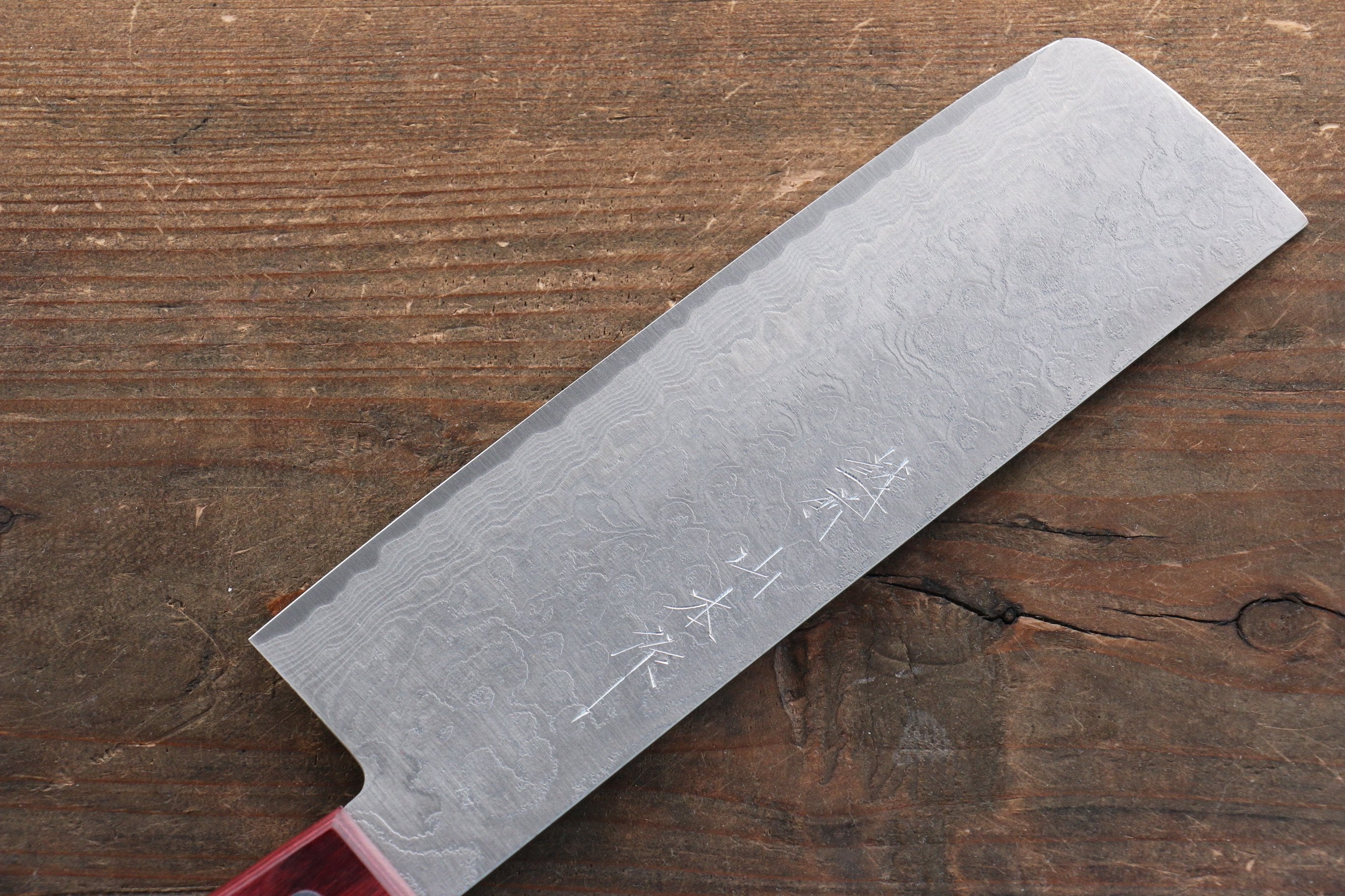 Nao Yamamoto SG2 Damascus Migaki Finished Nakiri 165mm Red Pakka wood - Seisuke Knife
