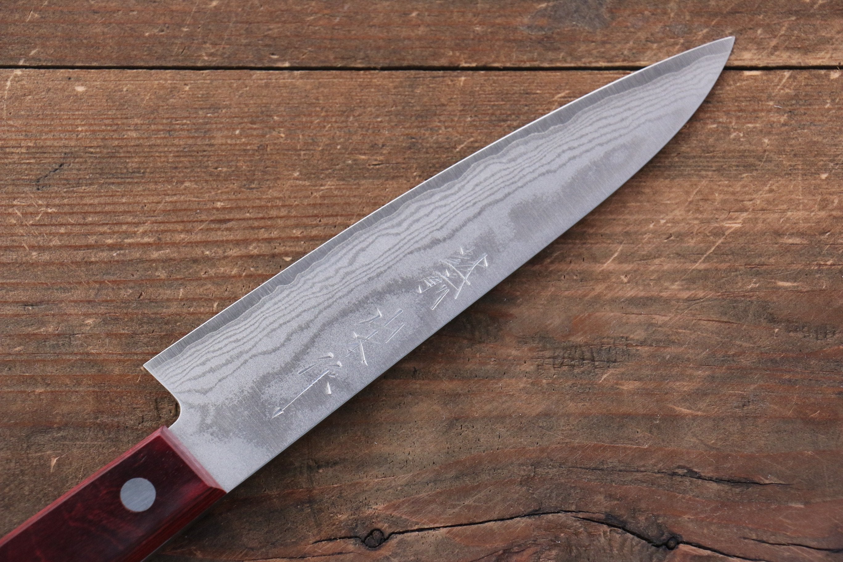 Nao Yamamoto VG10 Damascus Petty-Utility 135mm Red Pakkawood Handle - Seisuke Knife