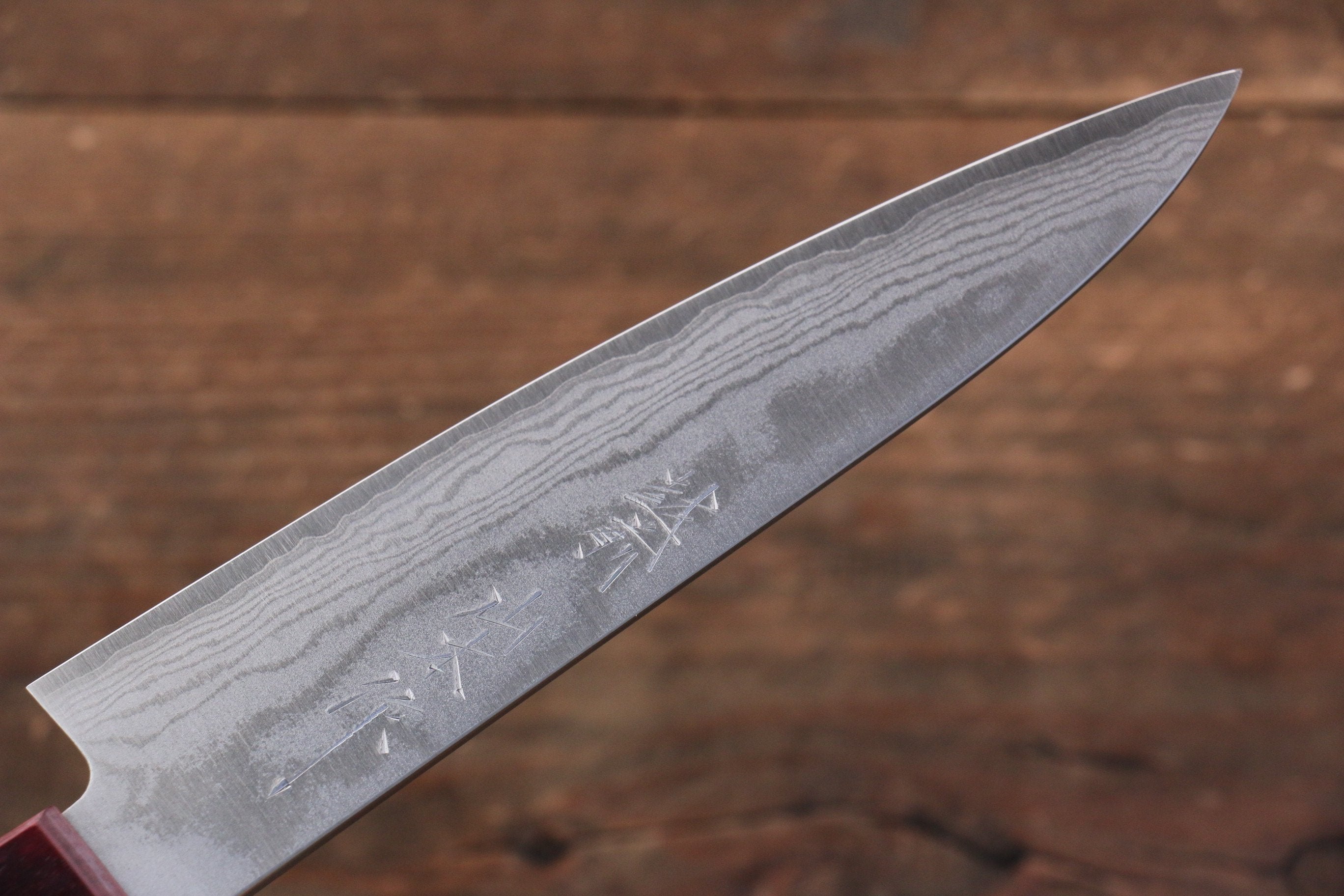 Nao Yamamoto VG10 Damascus Petty-Utility 135mm Red Pakkawood Handle - Seisuke Knife