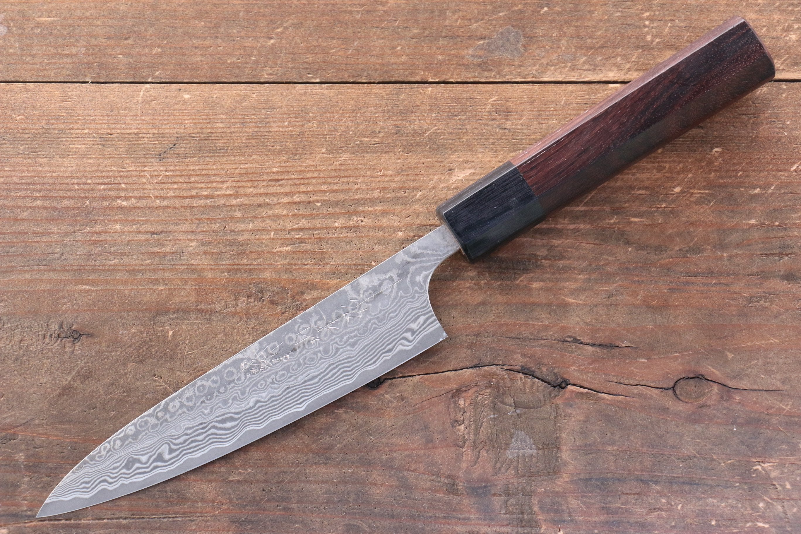 Nao Yamamoto SG2 Black Damascus Petty-Utility 140mm Shitan Handle - Seisuke Knife