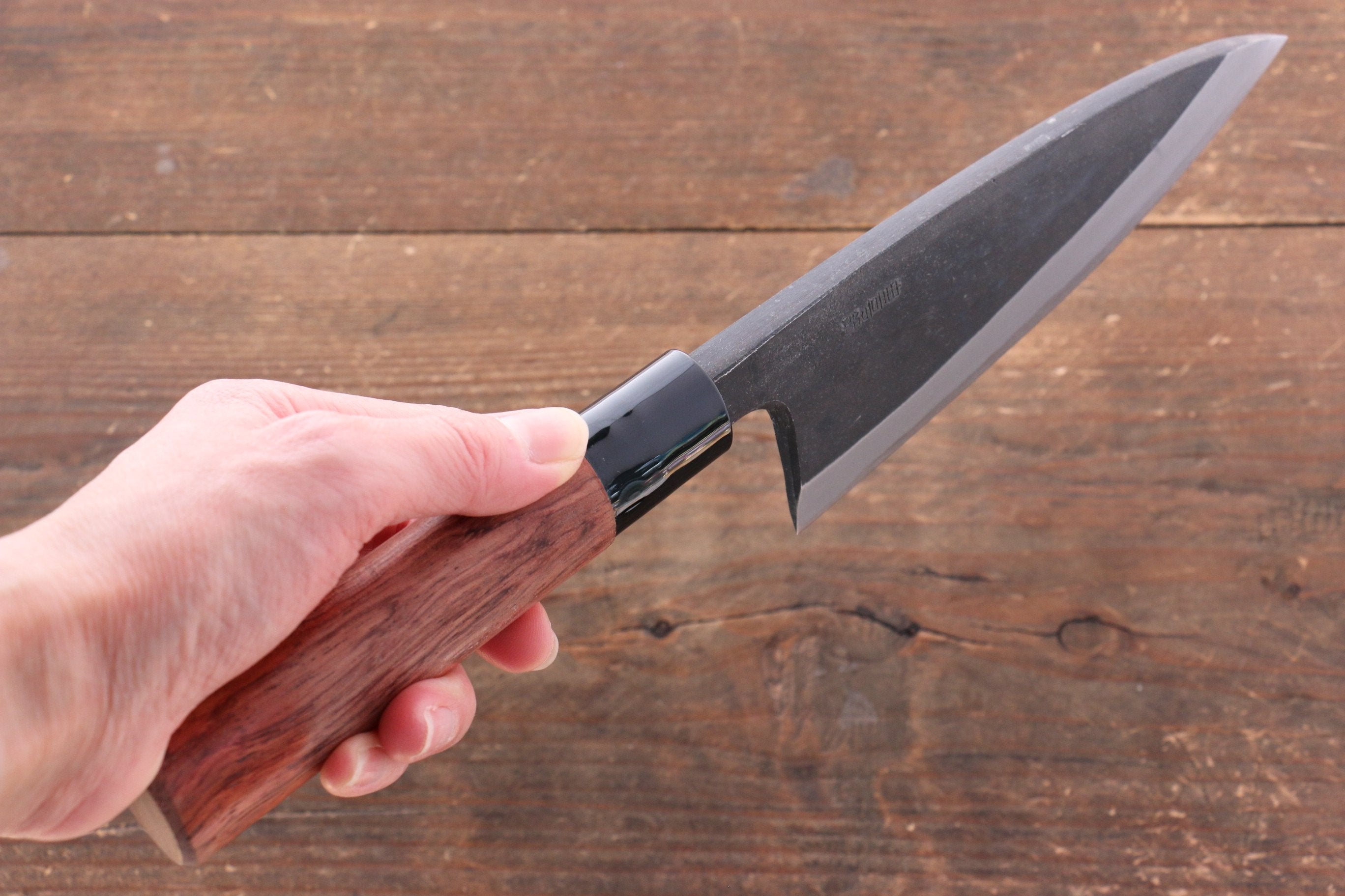 Nao Yamamoto White Steel No.1 Kurouchi Deba 150mm with Bubinga Wood Handle - Seisuke Knife